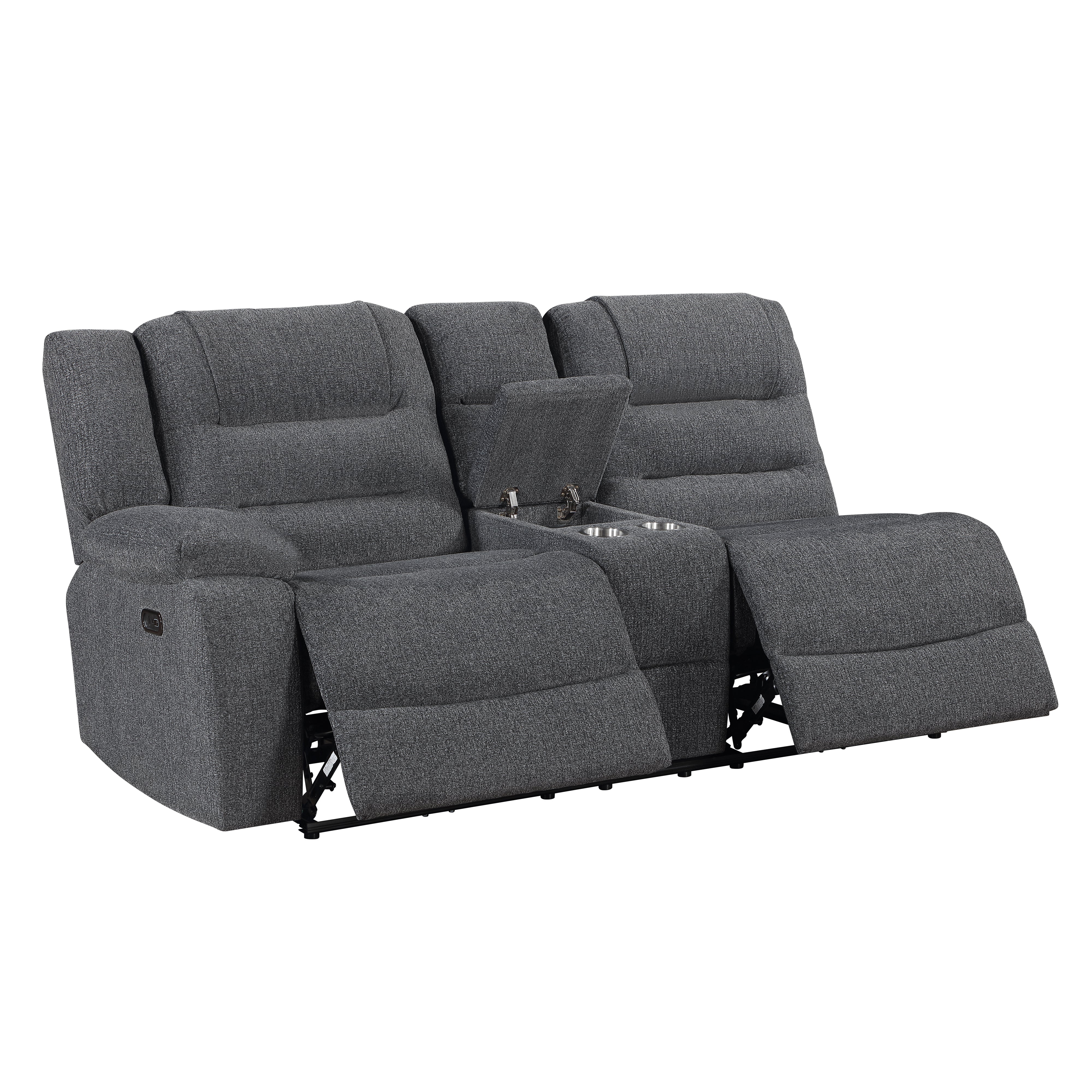Redondo Laf Console Loveseat W/ 2 Recliners Pwr Fr-Dk Gray - Image 3