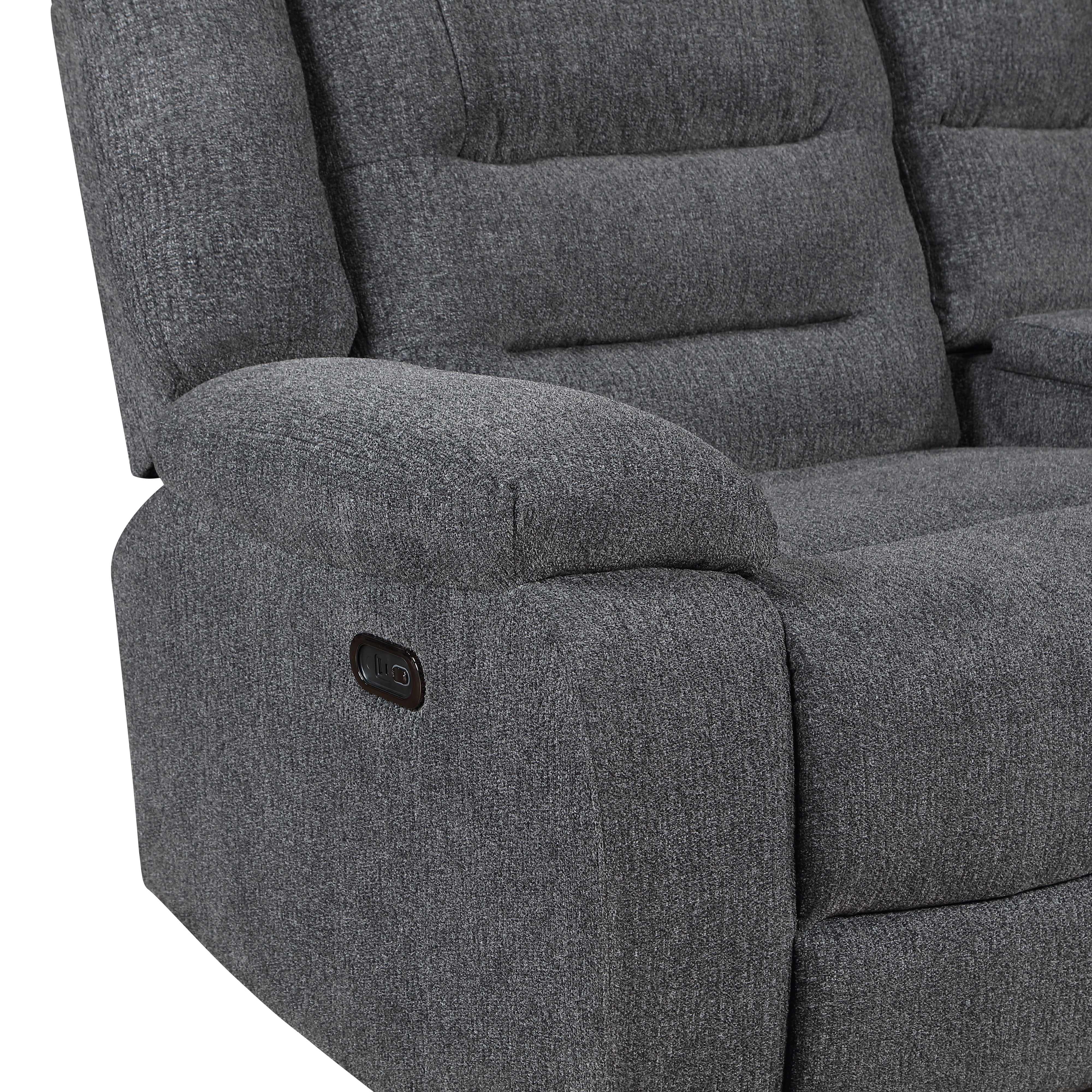 Redondo Laf Console Loveseat W/ 2 Recliners Pwr Fr-Dk Gray - Image 7