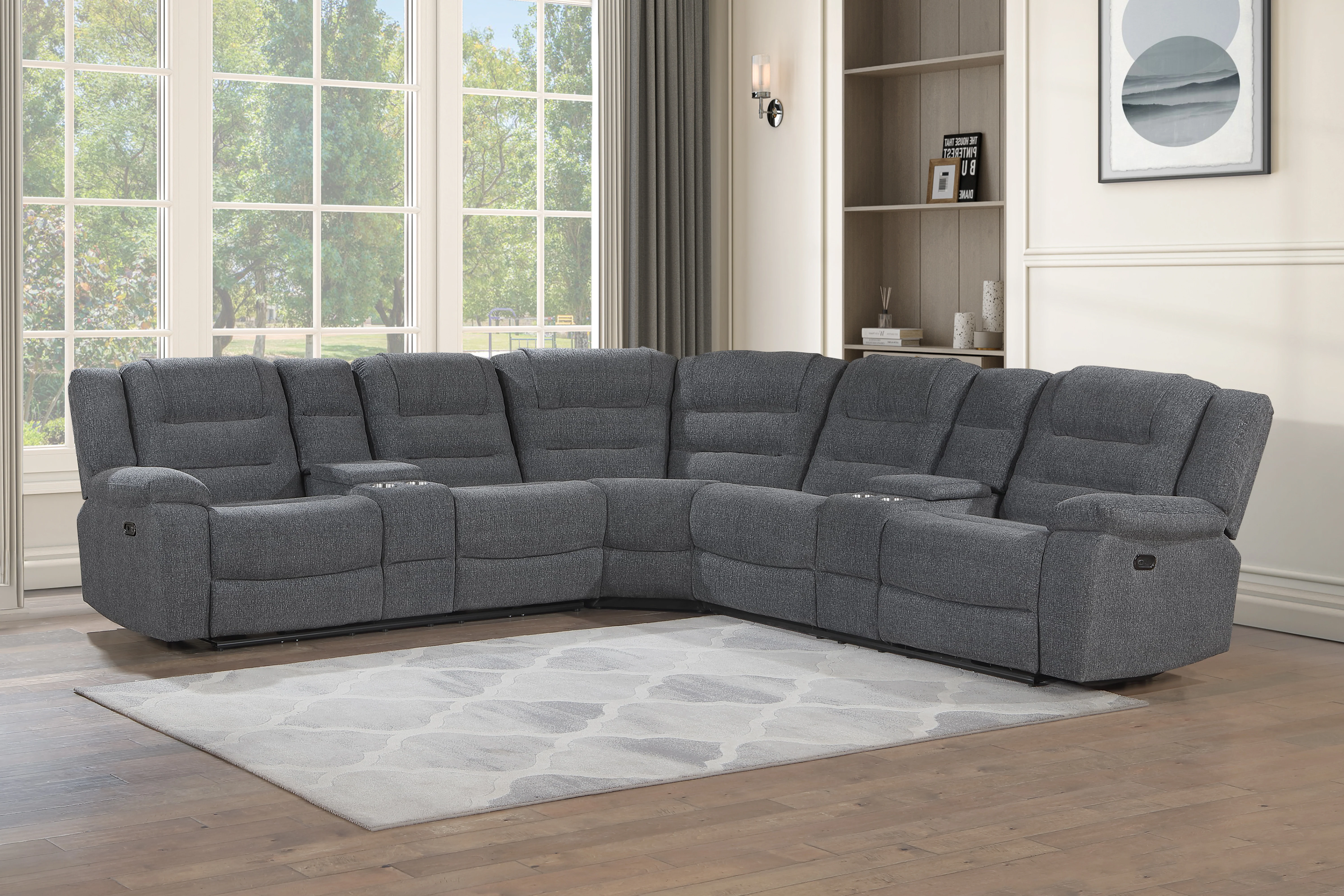 Redondo Laf Console Loveseat W/ 2 Recliners Pwr Fr-Dk Gray - Image 8