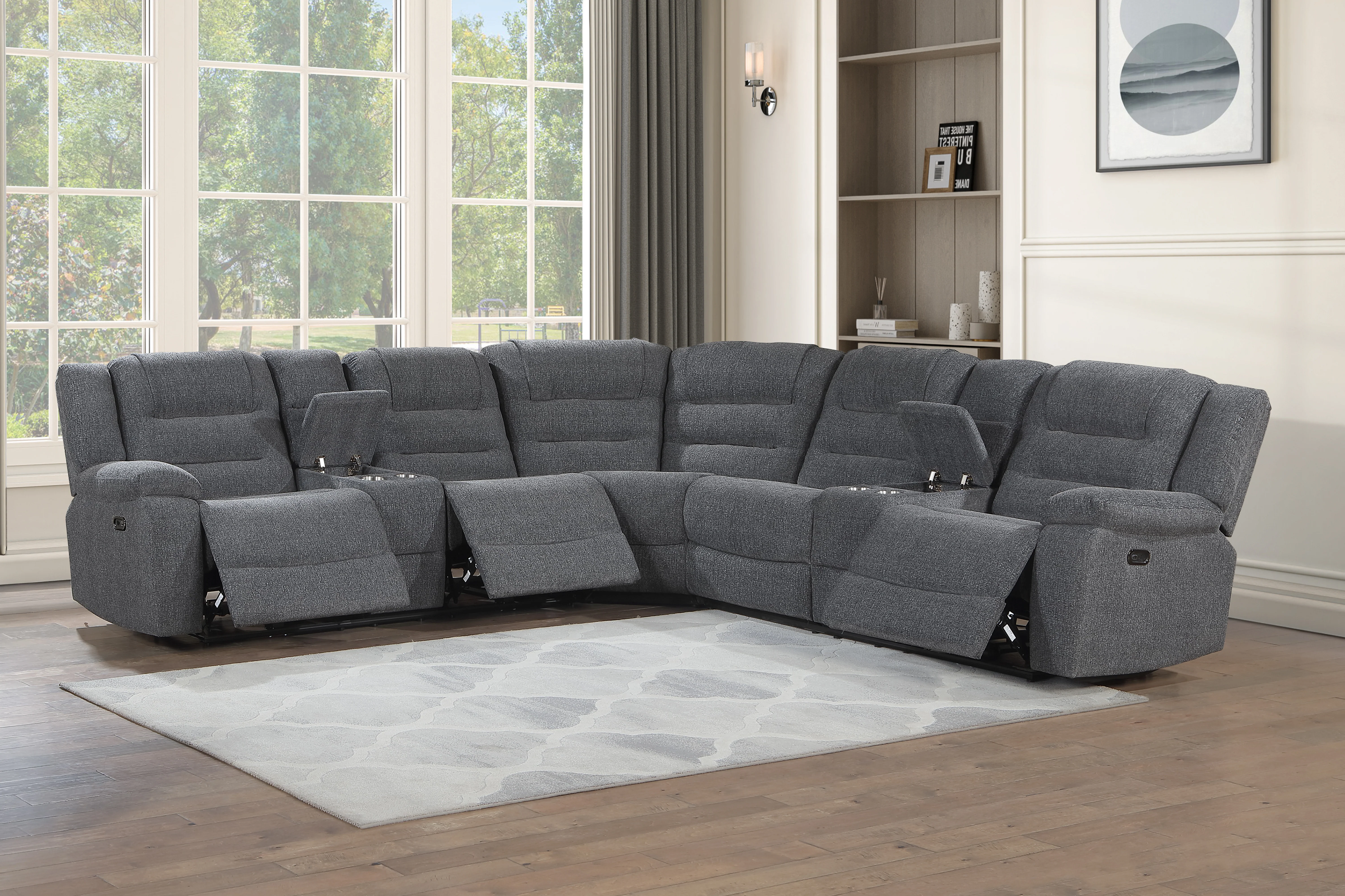 Redondo Laf Console Loveseat W/ 2 Recliners Pwr Fr-Dk Gray - Image 9
