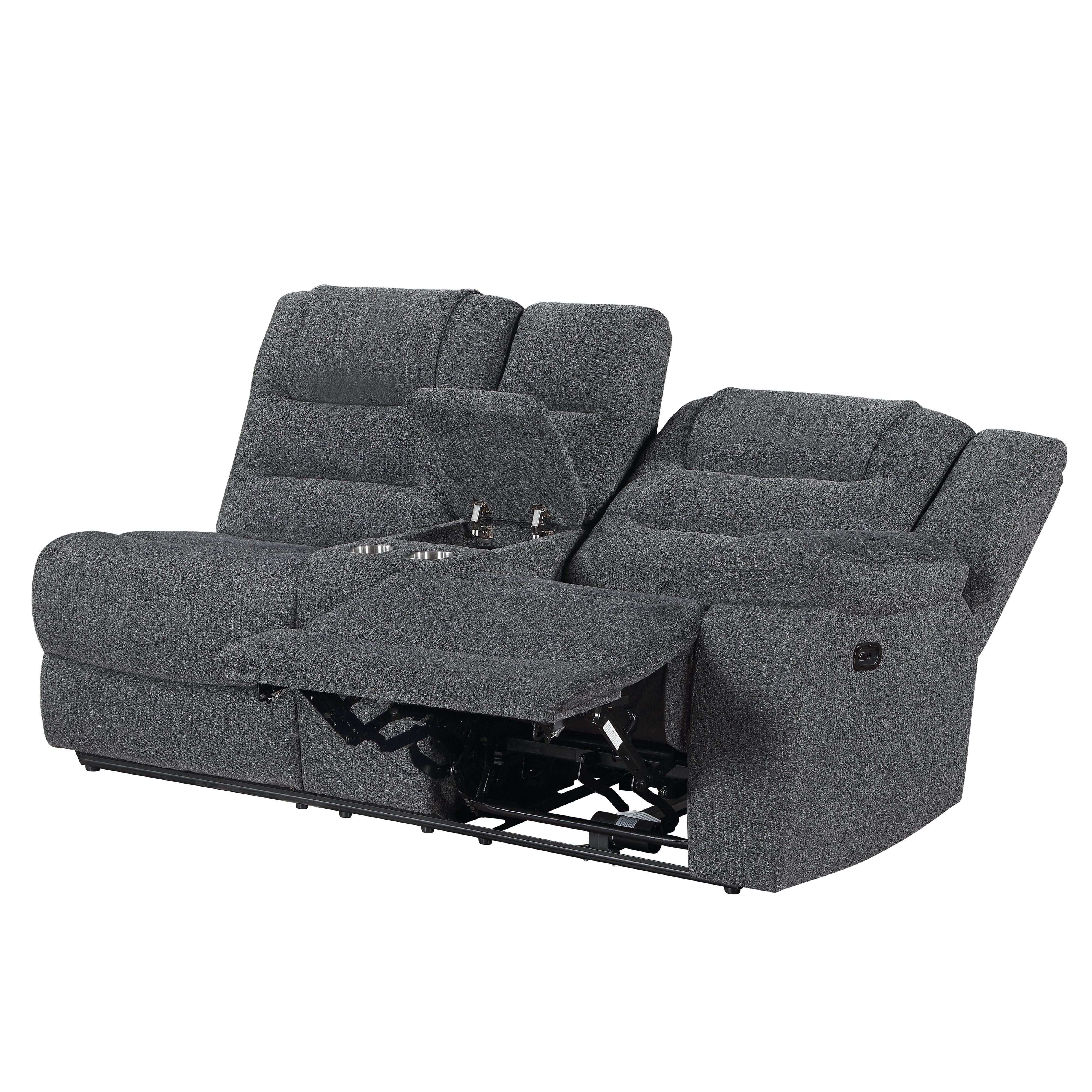 Redondo Raf Console Loveseat W/1 Recliner Pwr Fr-Dk Gray - Image 4