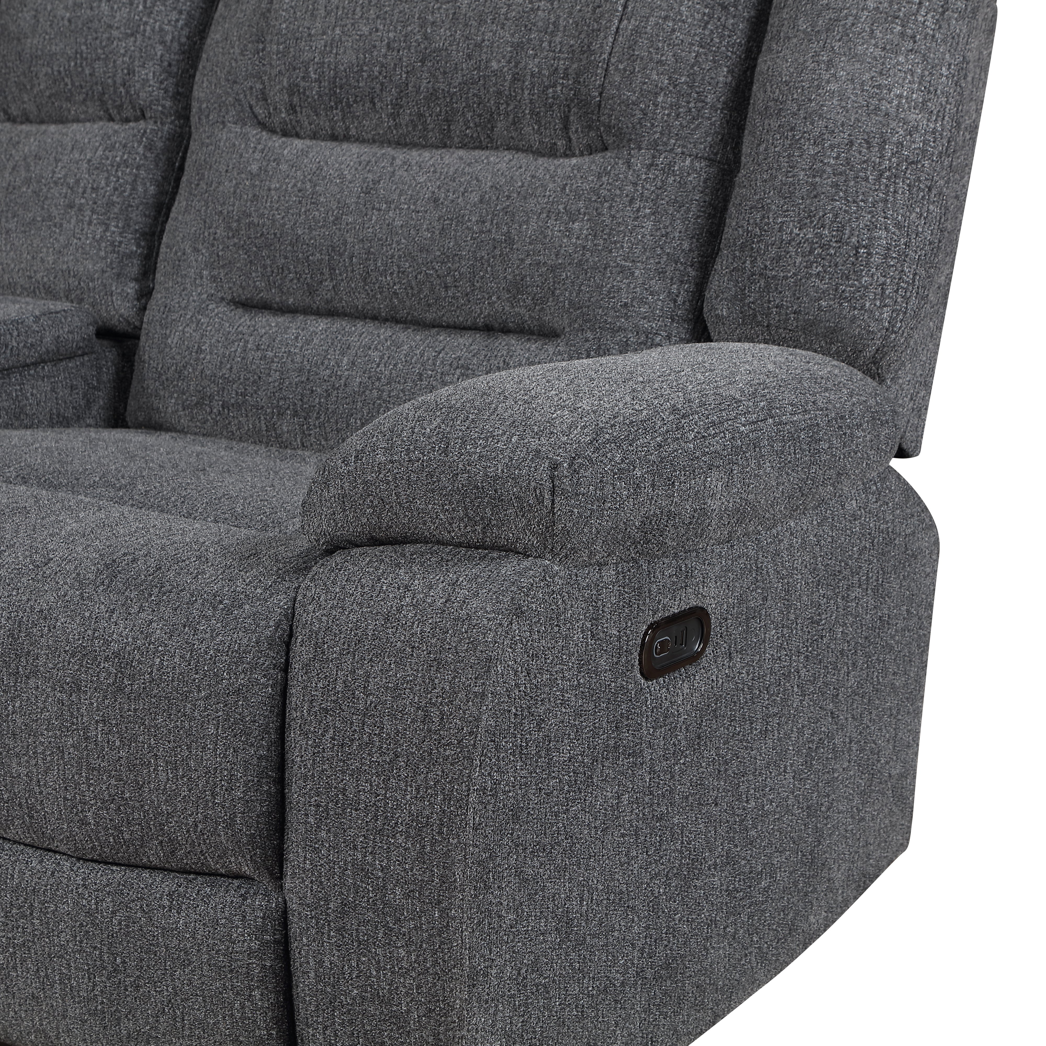 Redondo Raf Console Loveseat W/1 Recliner Pwr Fr-Dk Gray - Image 7