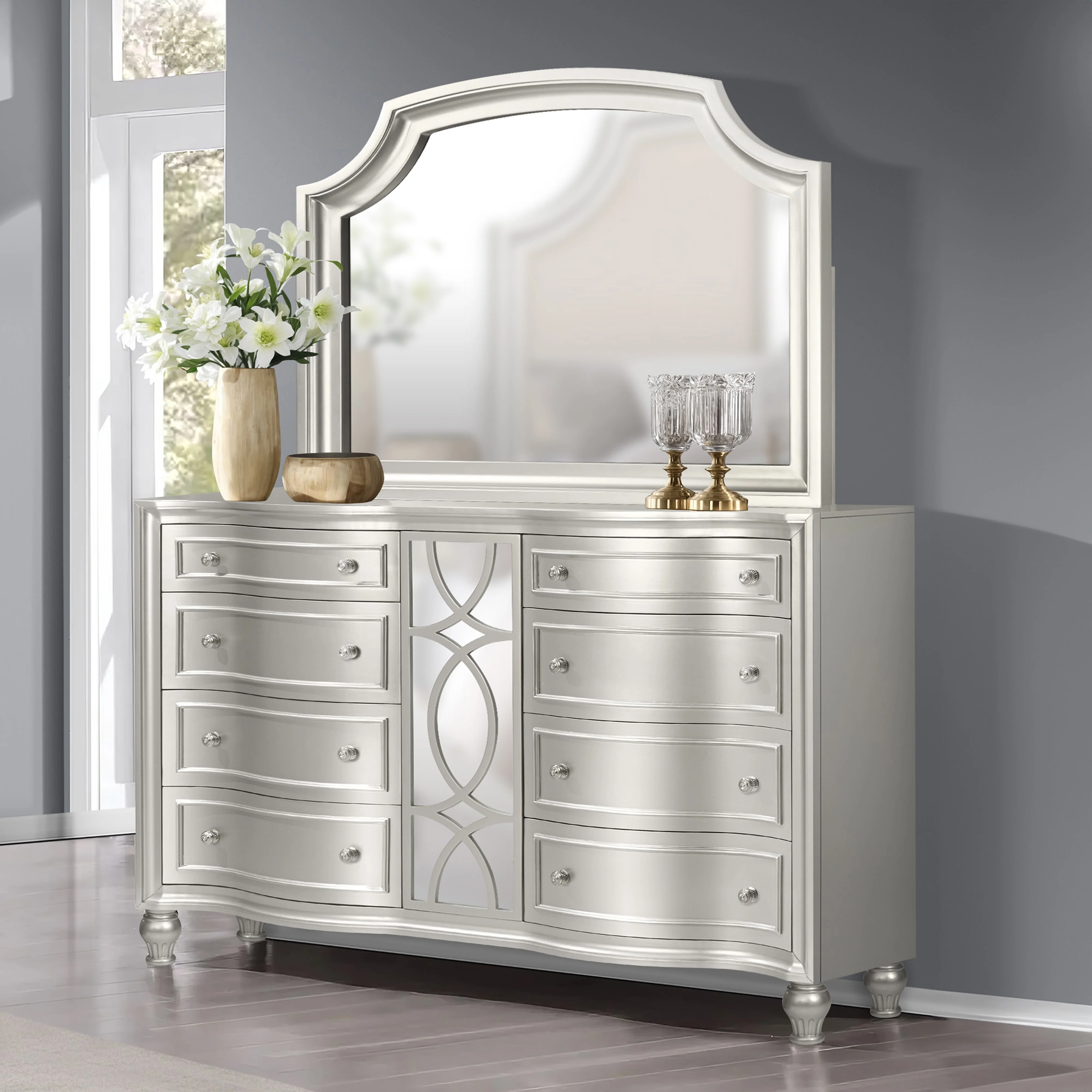 Reflections Dresser Mirror-Silver - Image 4