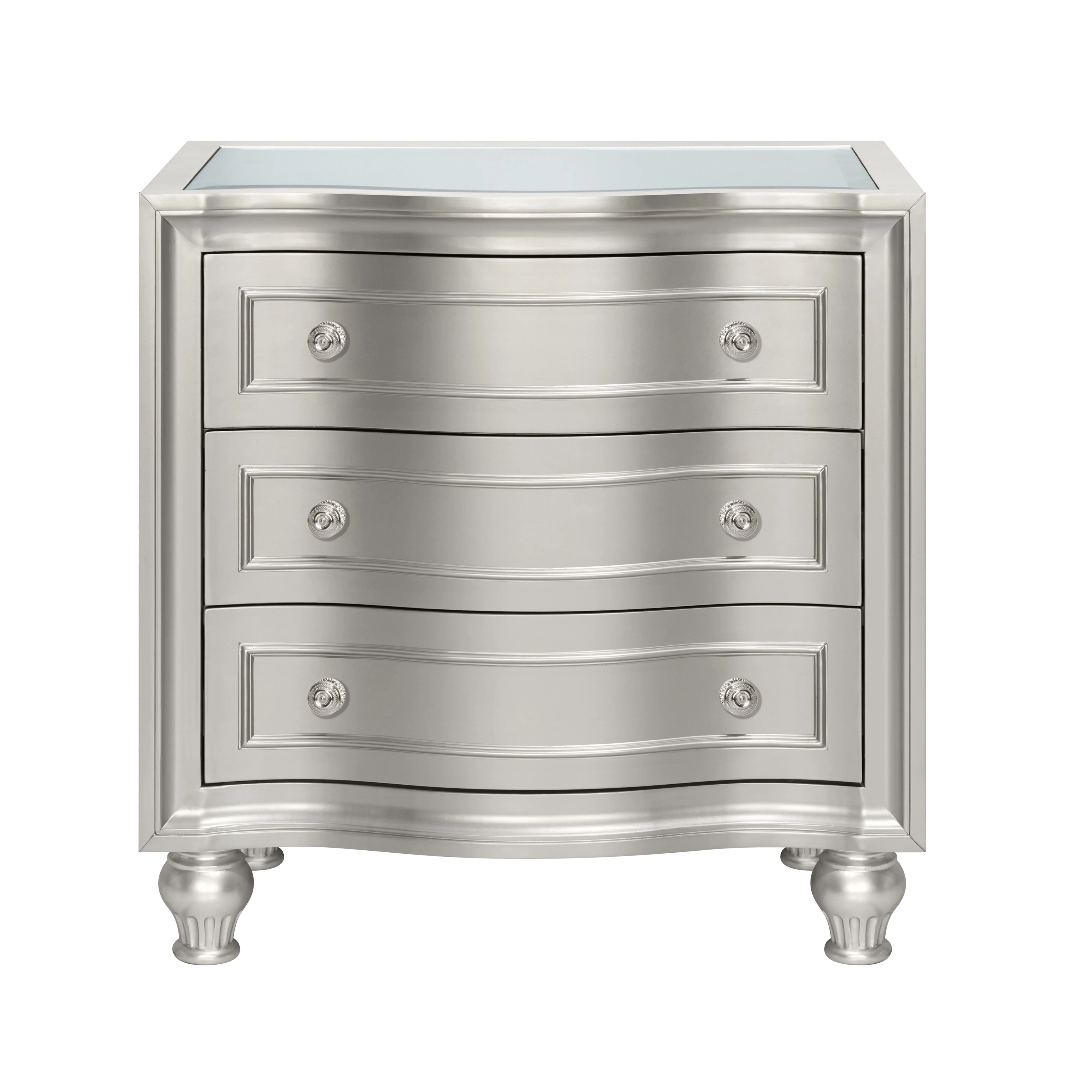 Reflections Nightstand W/Mirrored Top-Silver - Image 2