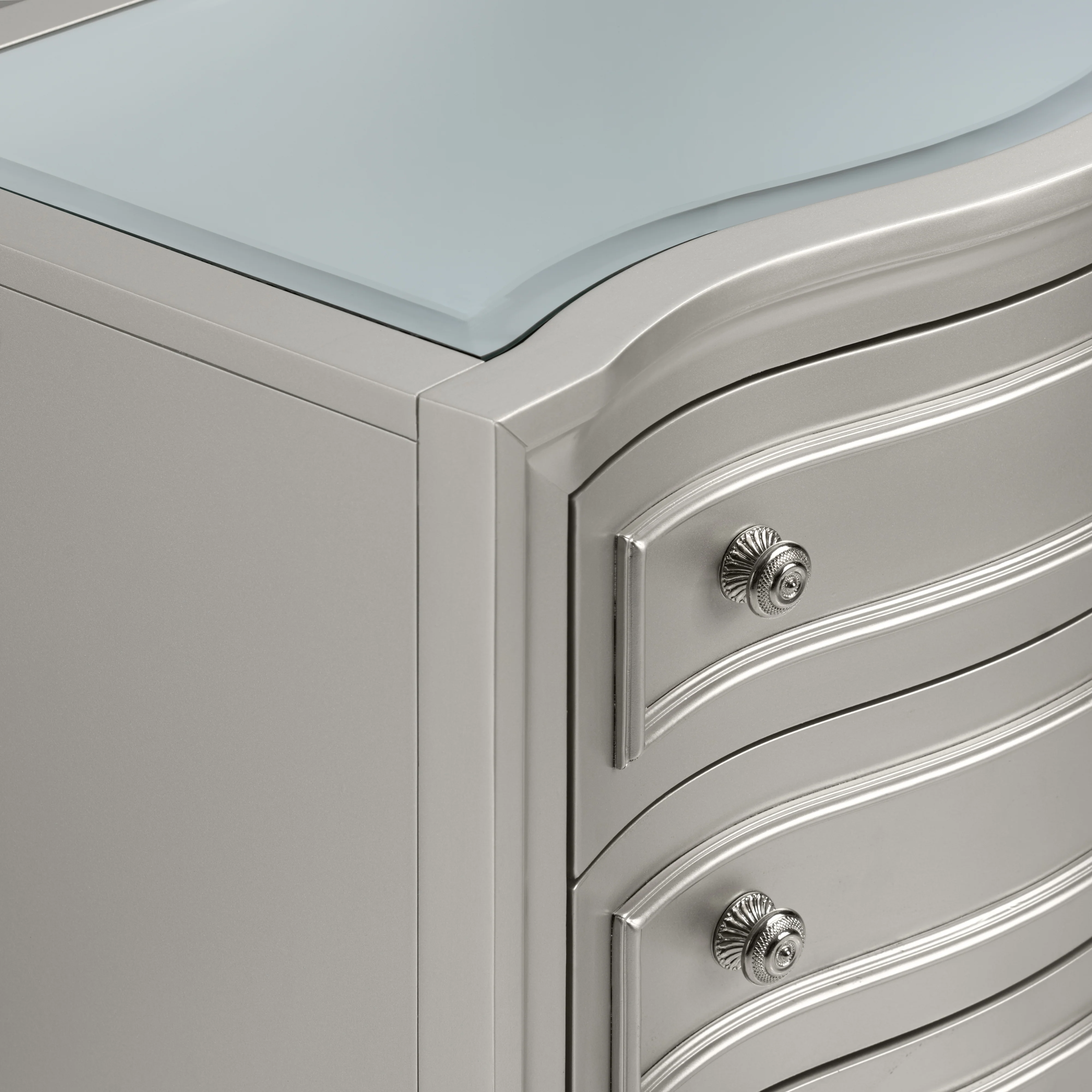 Reflections Nightstand W/Mirrored Top-Silver - Image 7