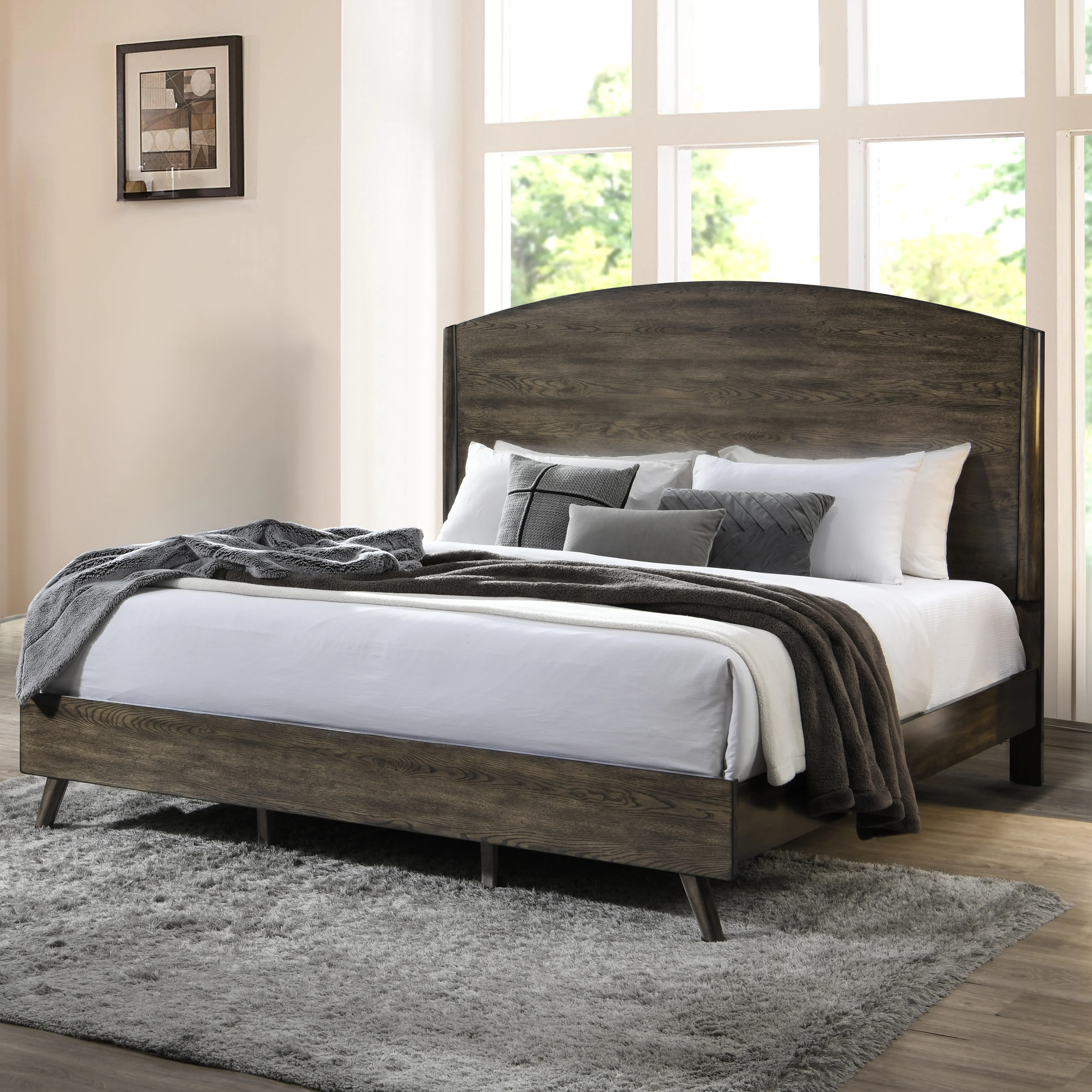 Rex 6/6-6/0 Ek/Wk Headboard, Footboard & Slats-Walnut - Image 7