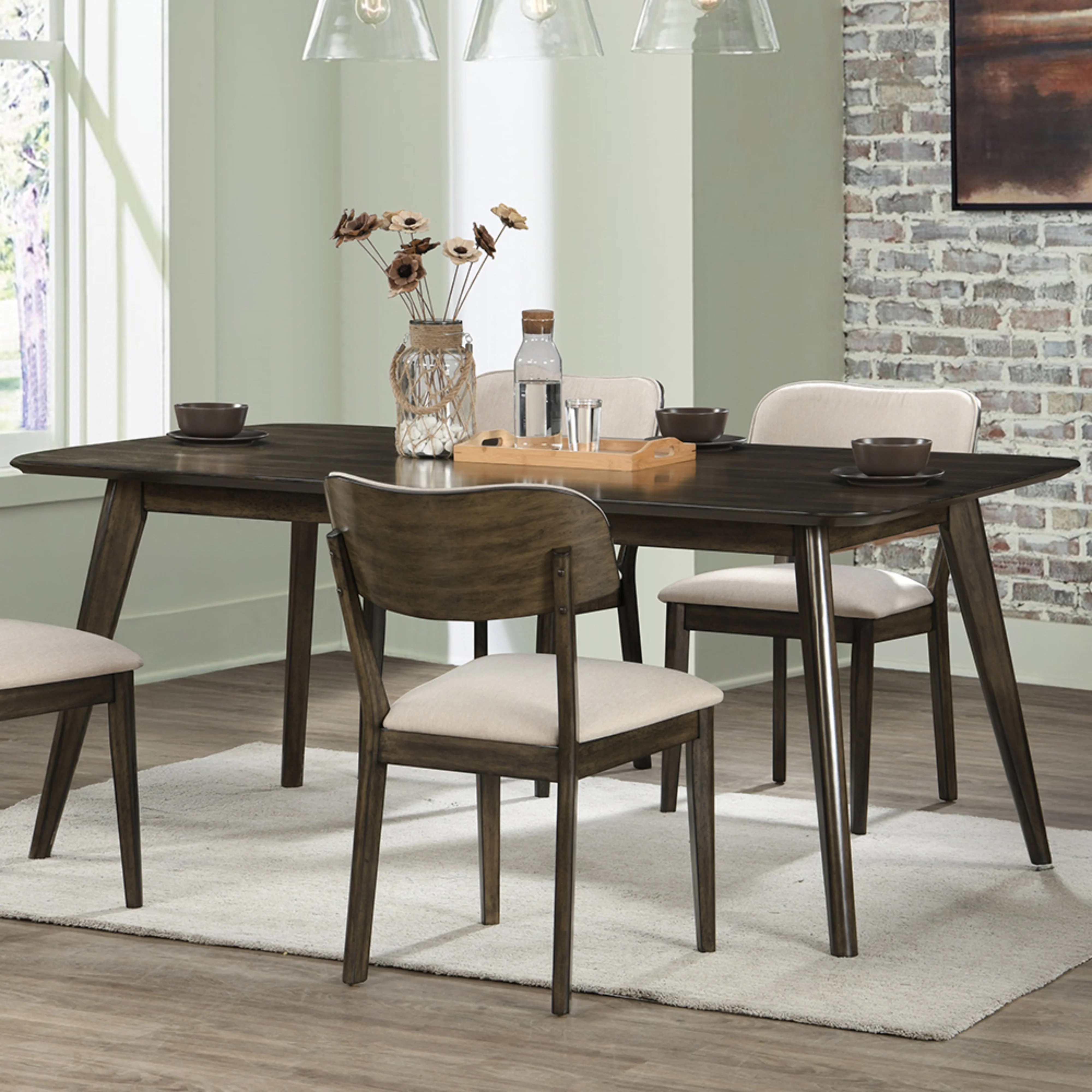 Rex 72" Fixed Top Rectangle Dining Table-Walnut - Image 6