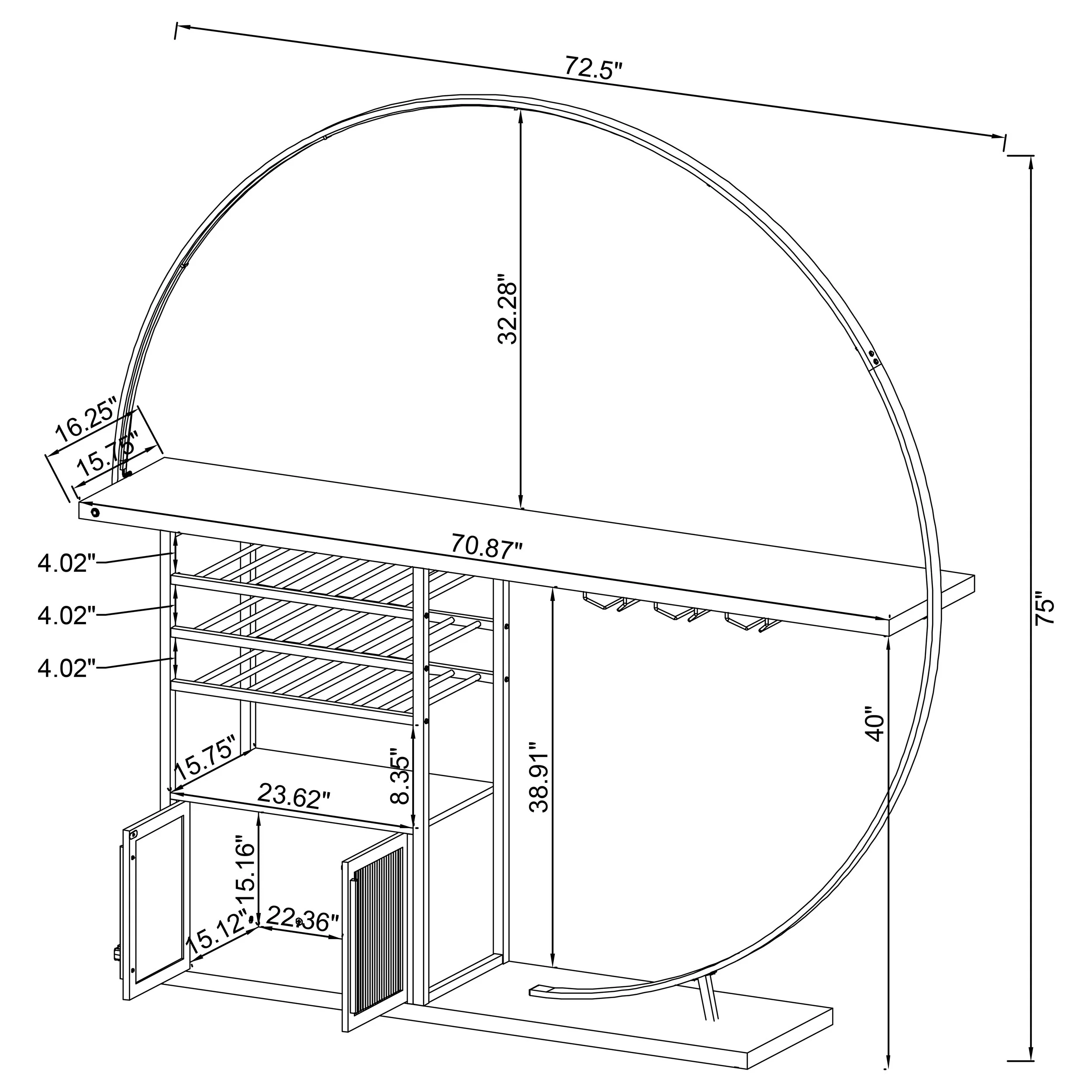 Risley Wine Cabinet with LED Lighting - Image 20