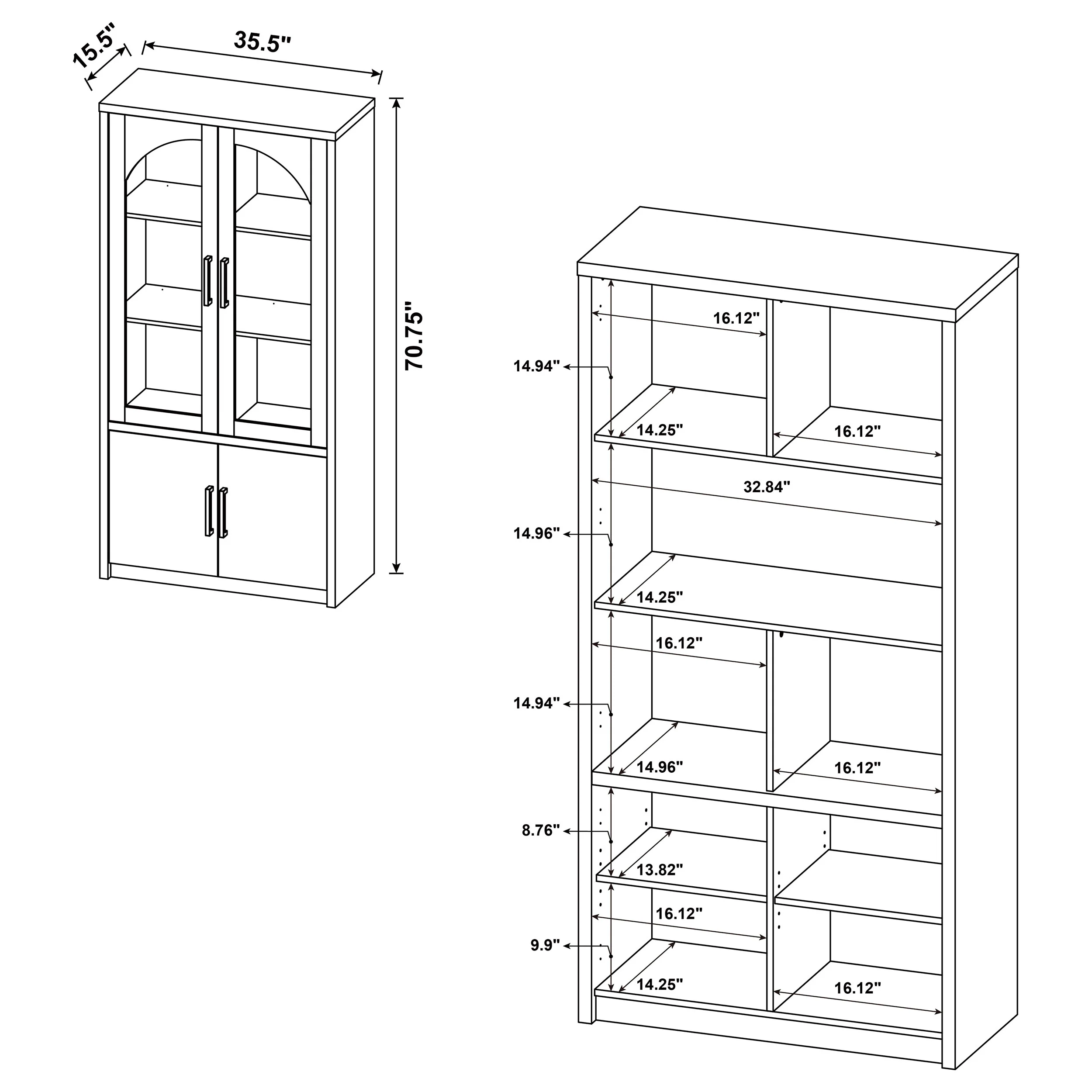 Riva Tall Display Cabinet with LED Lighting - Image 12
