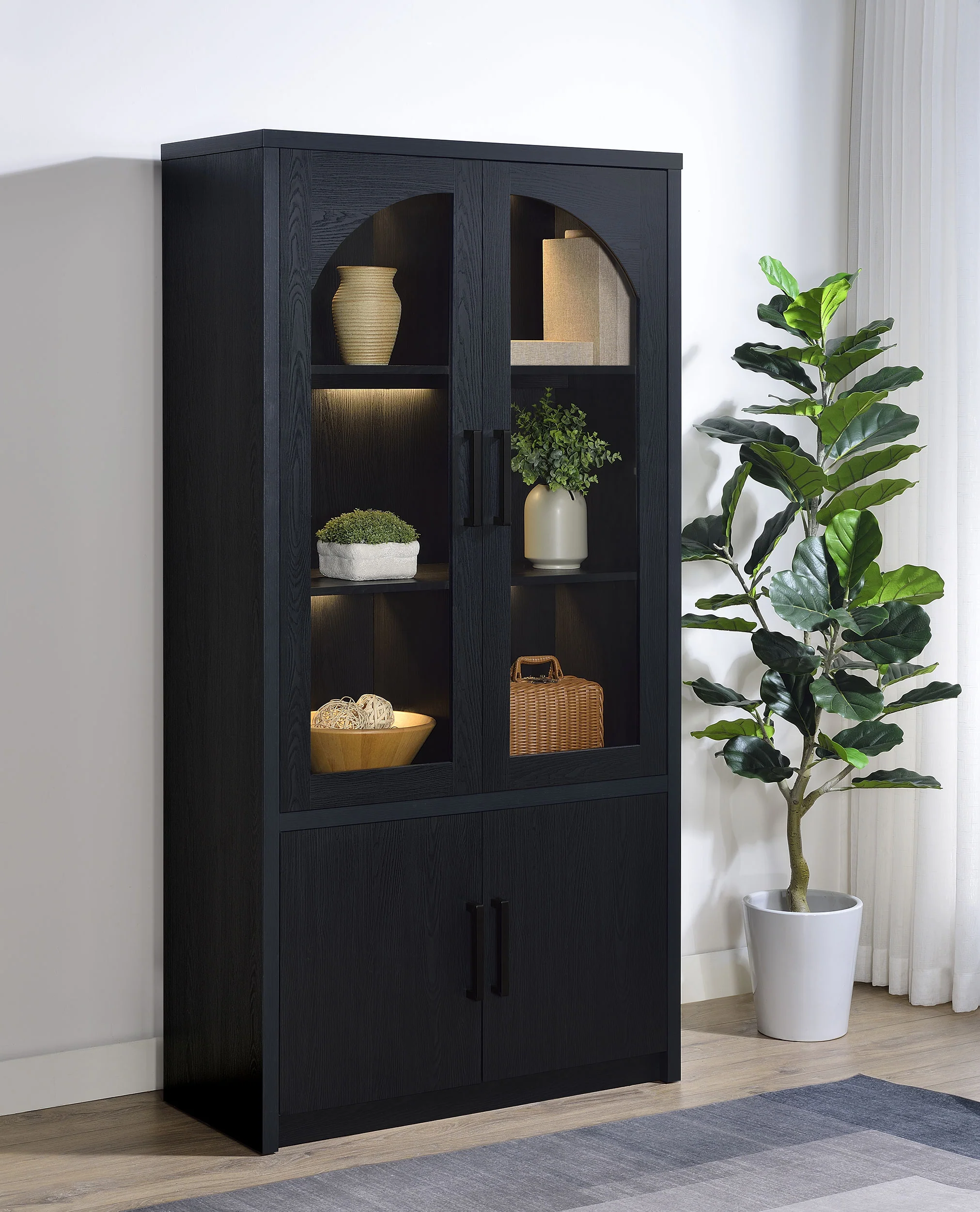 Riva Tall Display Cabinet with LED Lighting - Image 3