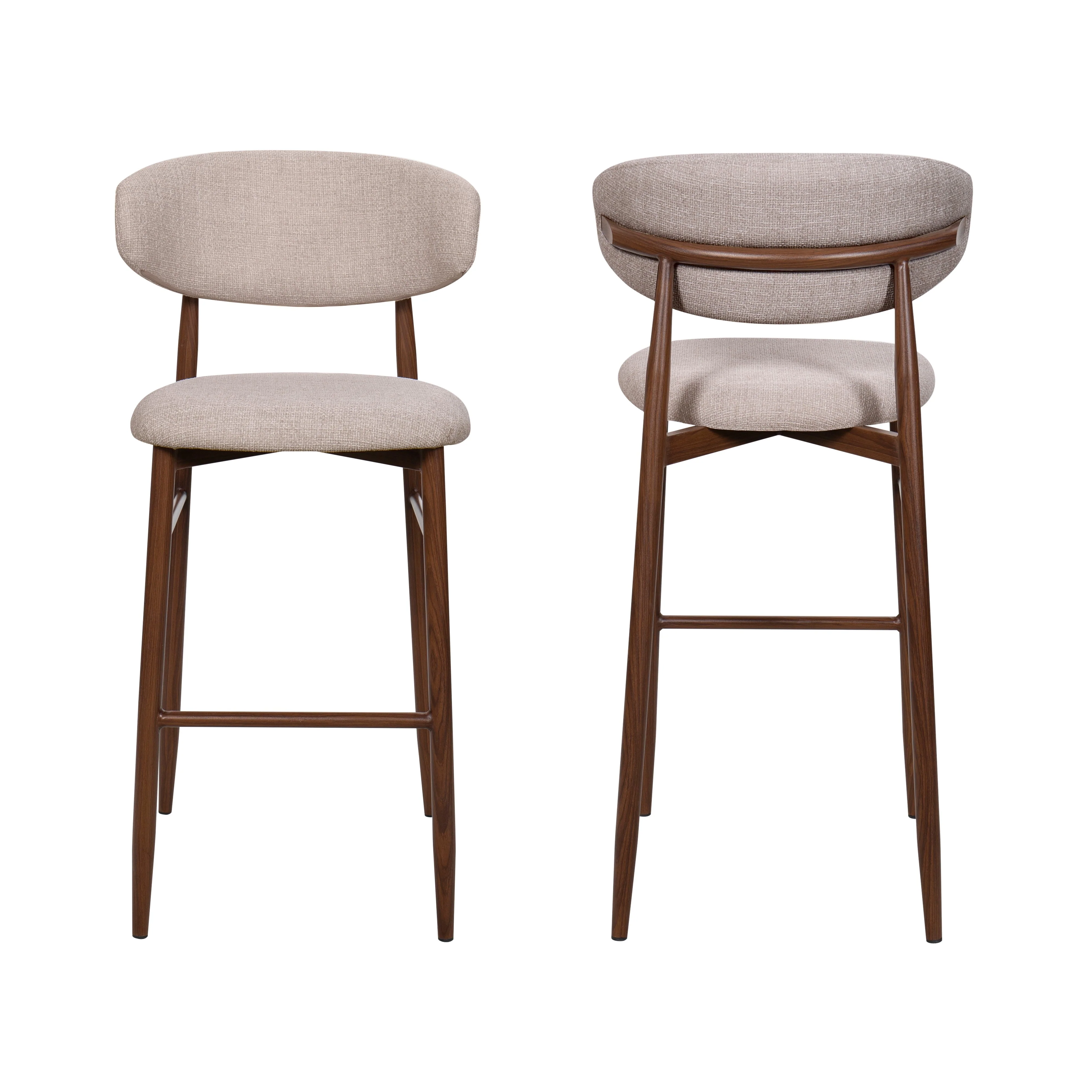 Royce Bar Chair W/ Walnut Metal Frame- Toast (2 Per Carton) - Image 6
