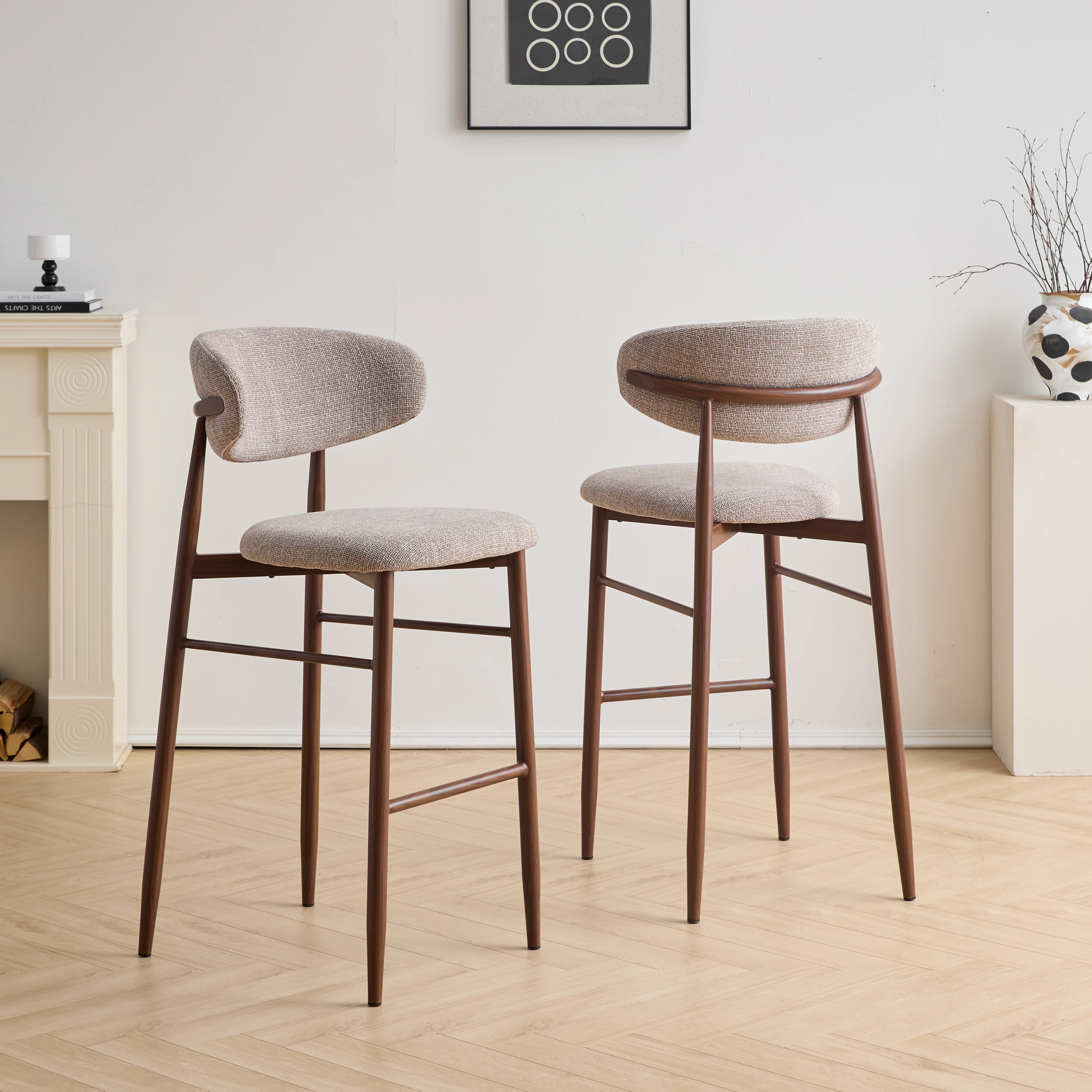 Royce Bar Chair W/ Walnut Metal Frame- Toast (2 Per Carton) - Image 8
