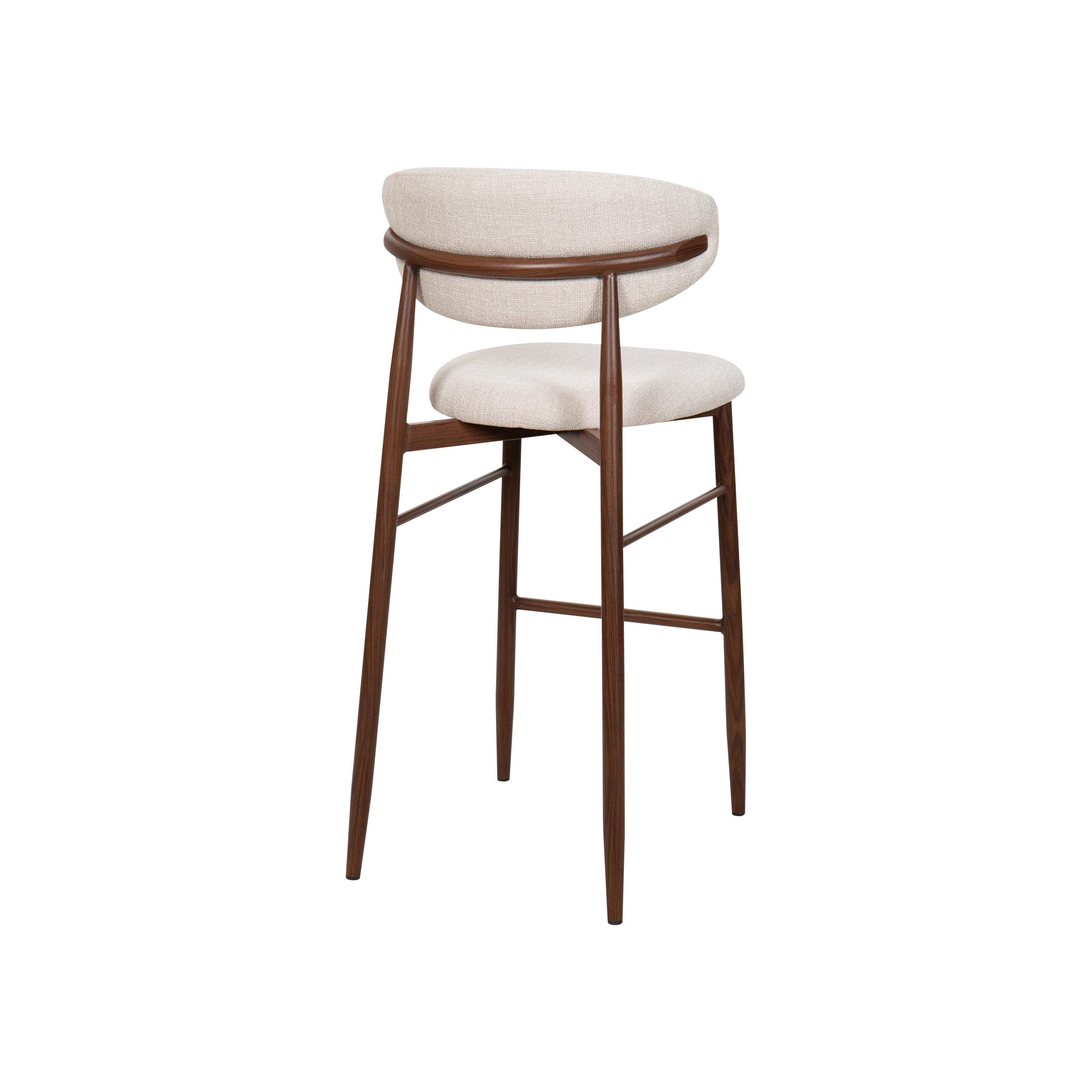 Royce Bar Chair W/Walnut Metal Frame- Beige (2 Per Carton) - Image 4