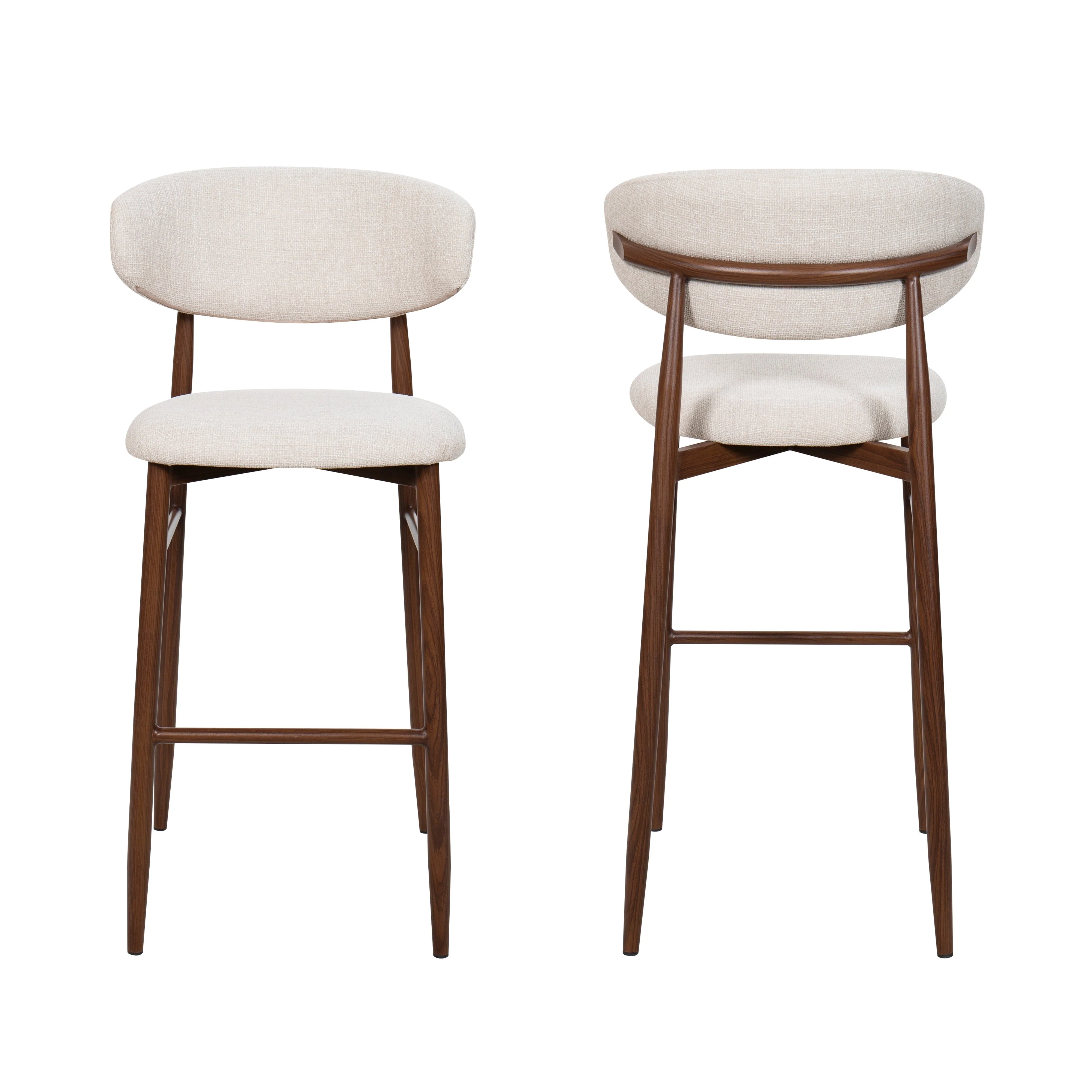Royce Bar Chair W/Walnut Metal Frame- Beige (2 Per Carton) - Image 6