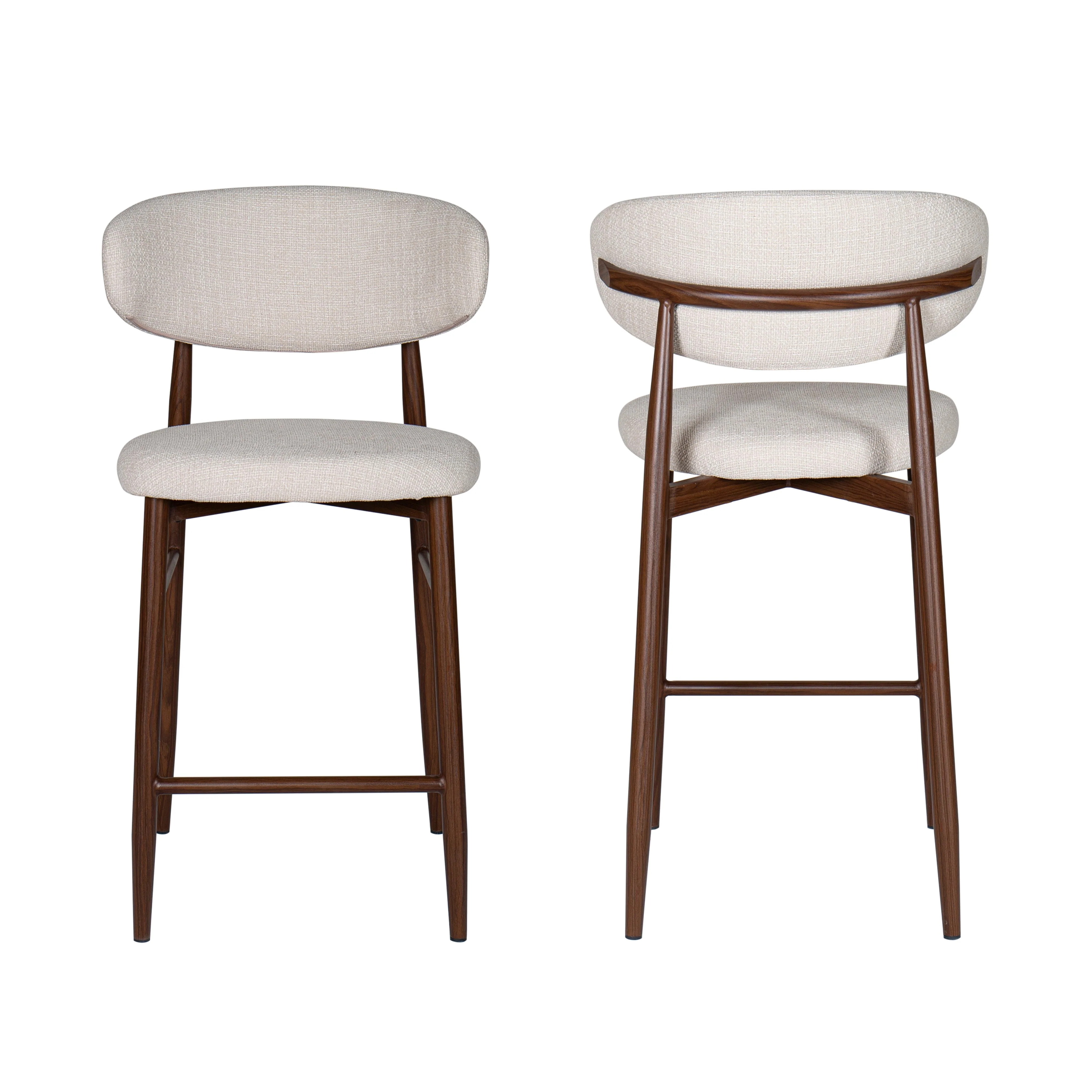 Royce Counter Chair W/Walnut Metal Frame-Beige (2 Per Carton) - Image 6