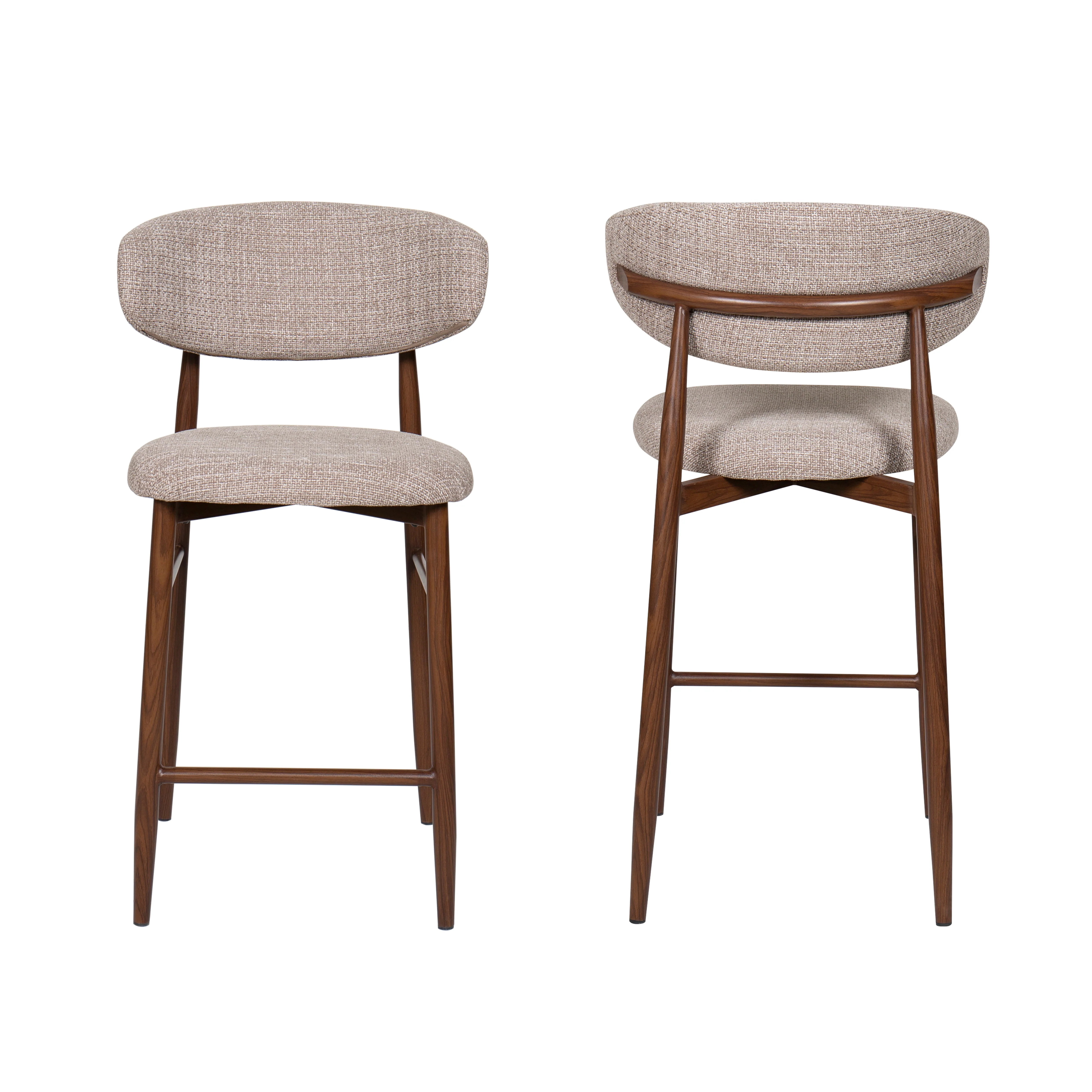 Royce Counter Chair W/Walnut Metal Frame-Toast (2 Per Carton) - Image 6