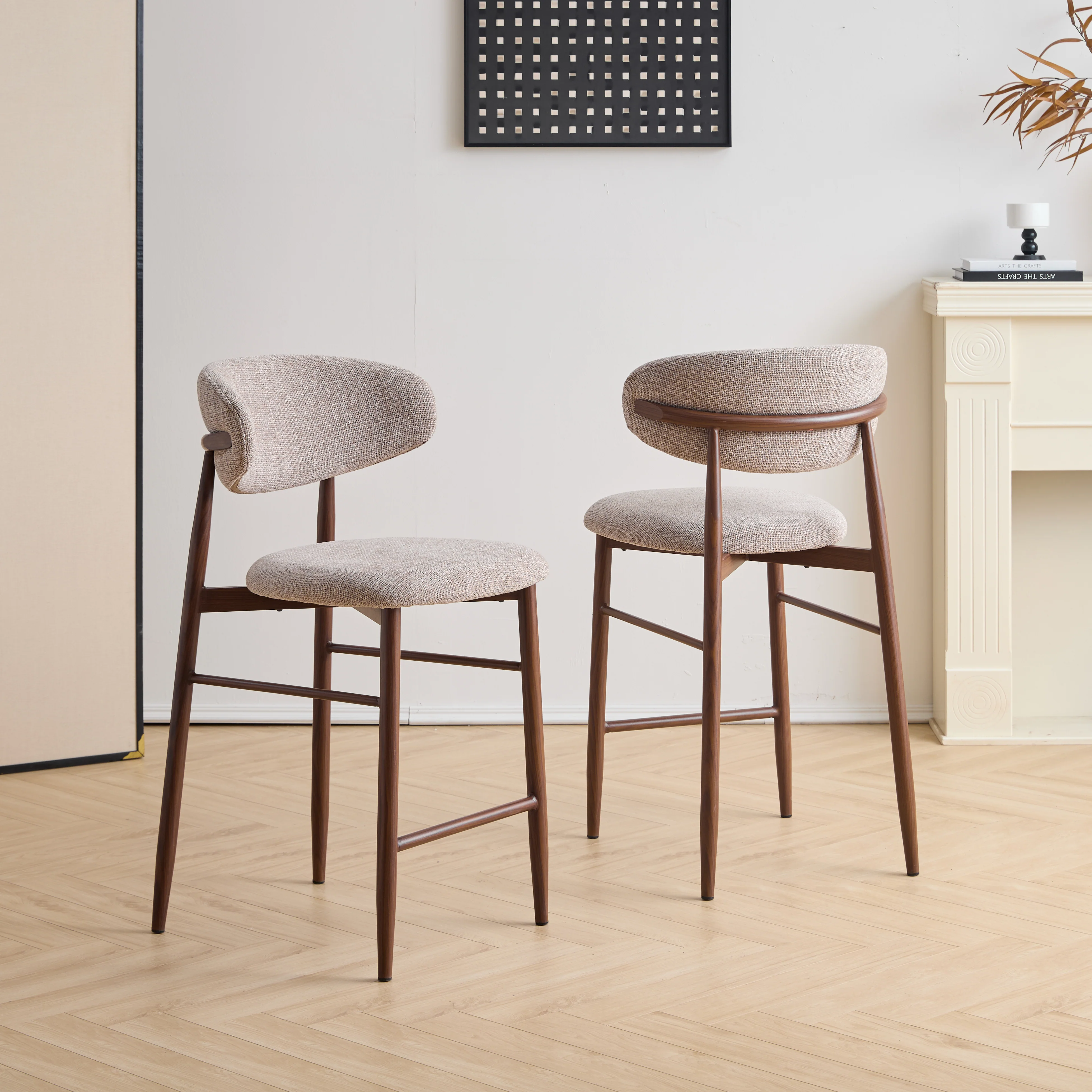 Royce Counter Chair W/Walnut Metal Frame-Toast (2 Per Carton) - Image 8