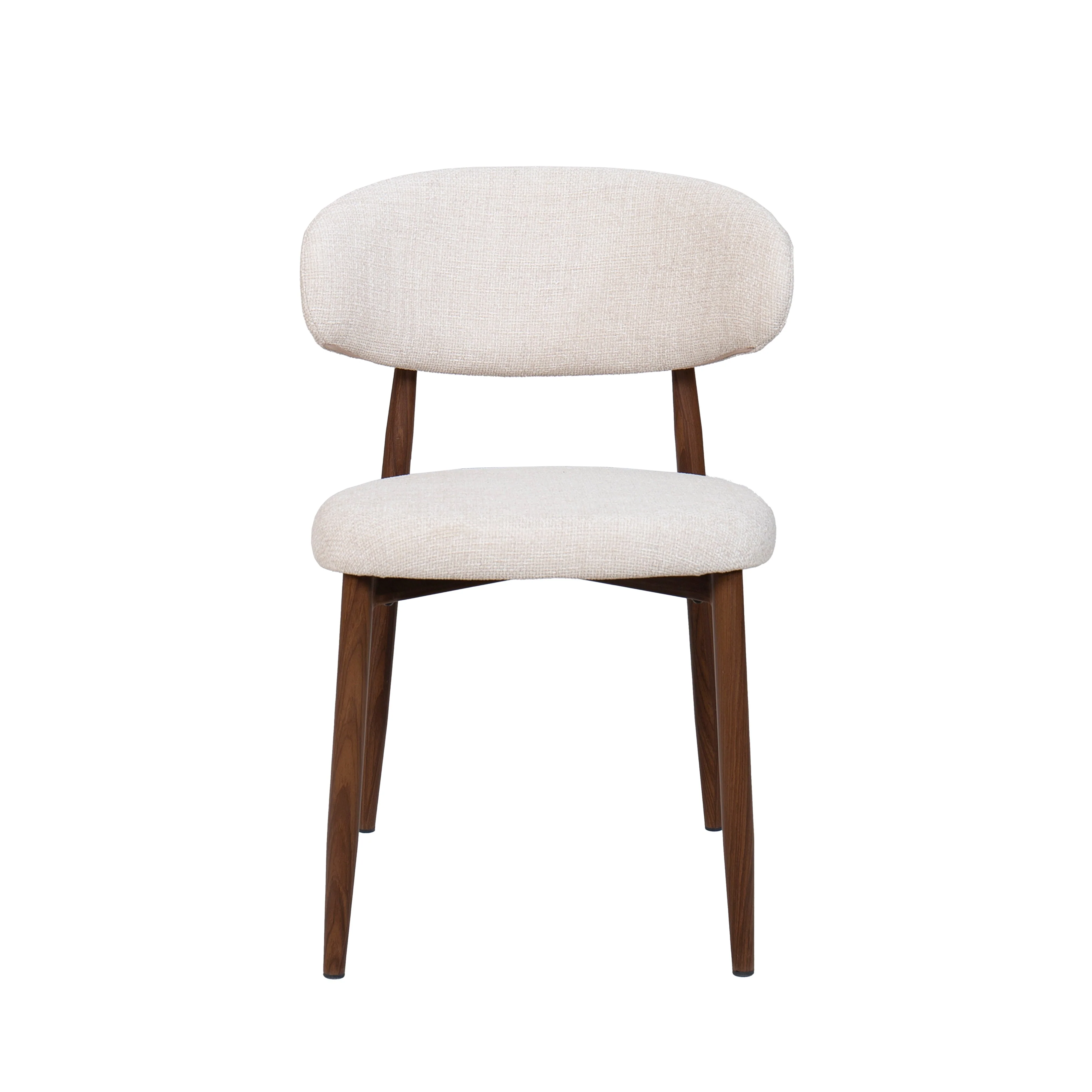 Royce Side Chair W/ Walnut Metal Frame -Beige (2 Per Carton) - Image 2