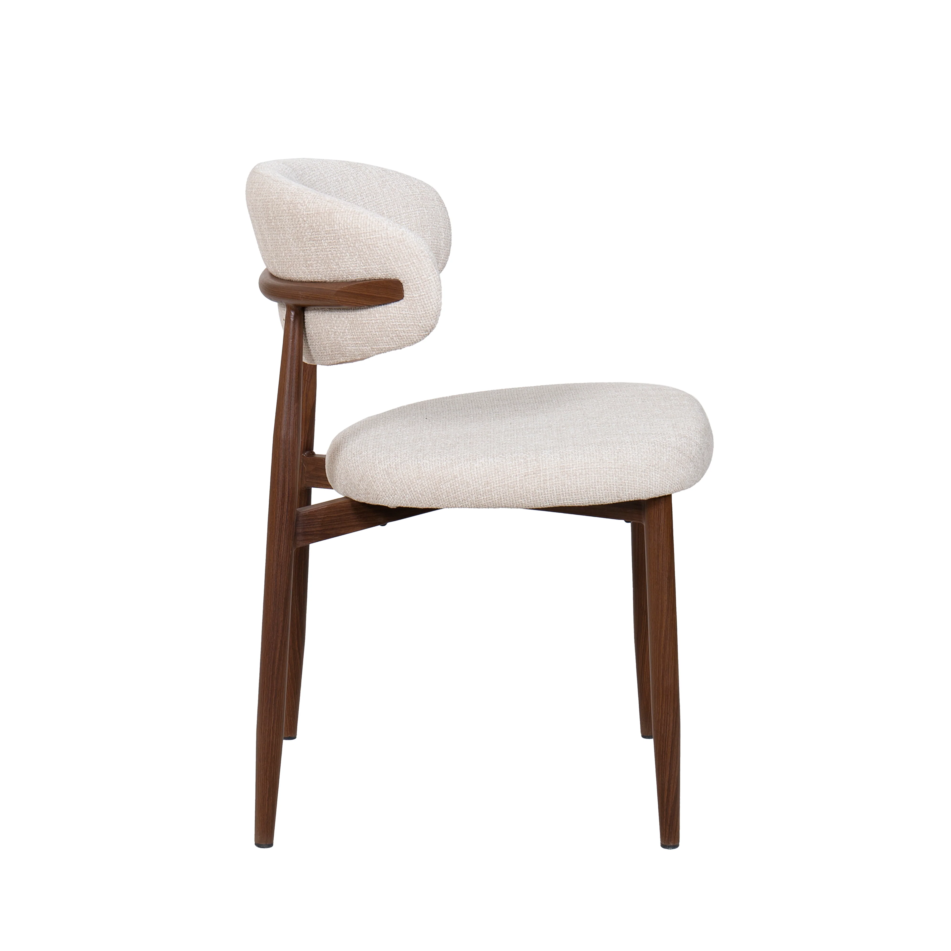 Royce Side Chair W/ Walnut Metal Frame -Beige (2 Per Carton) - Image 3