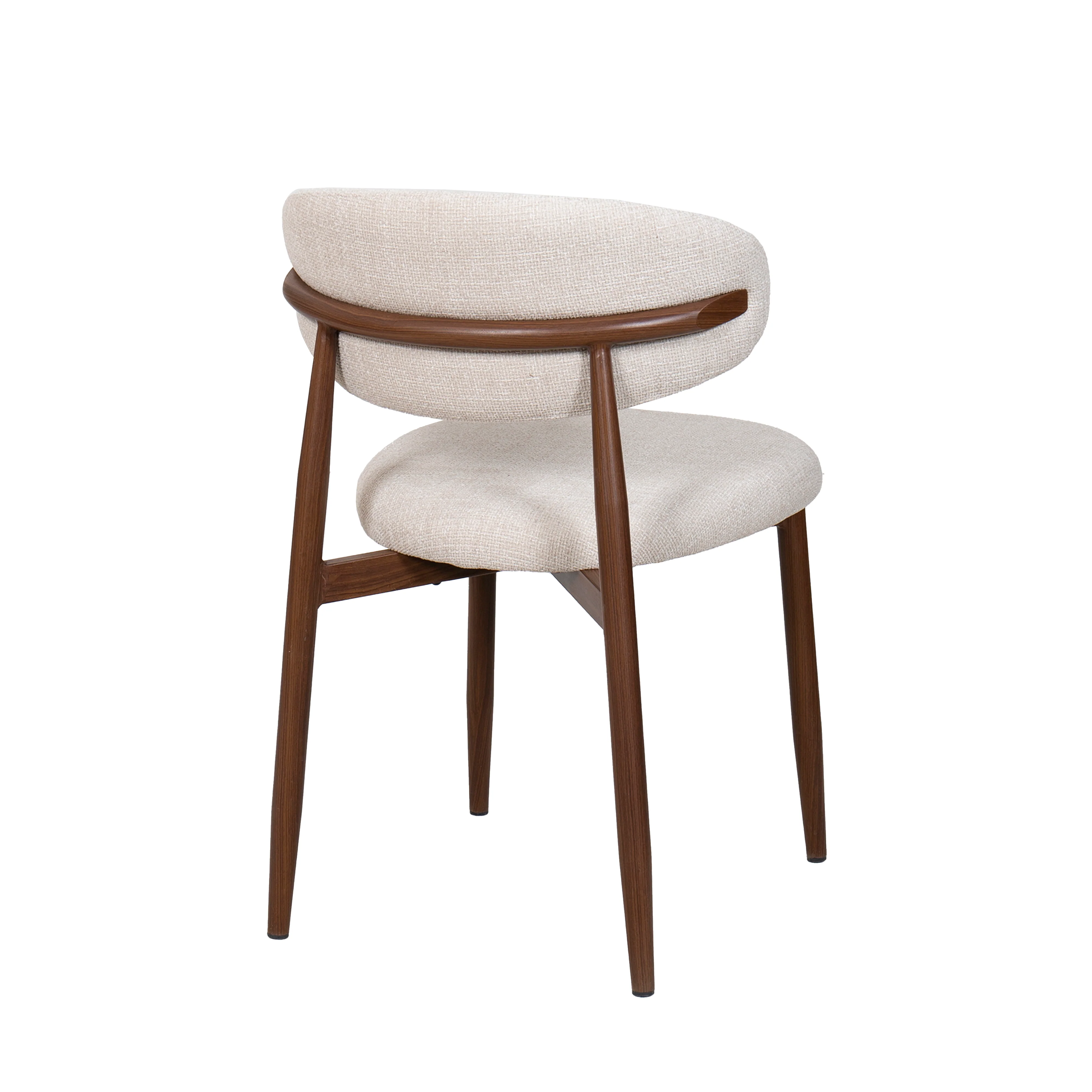 Royce Side Chair W/ Walnut Metal Frame -Beige (2 Per Carton) - Image 4