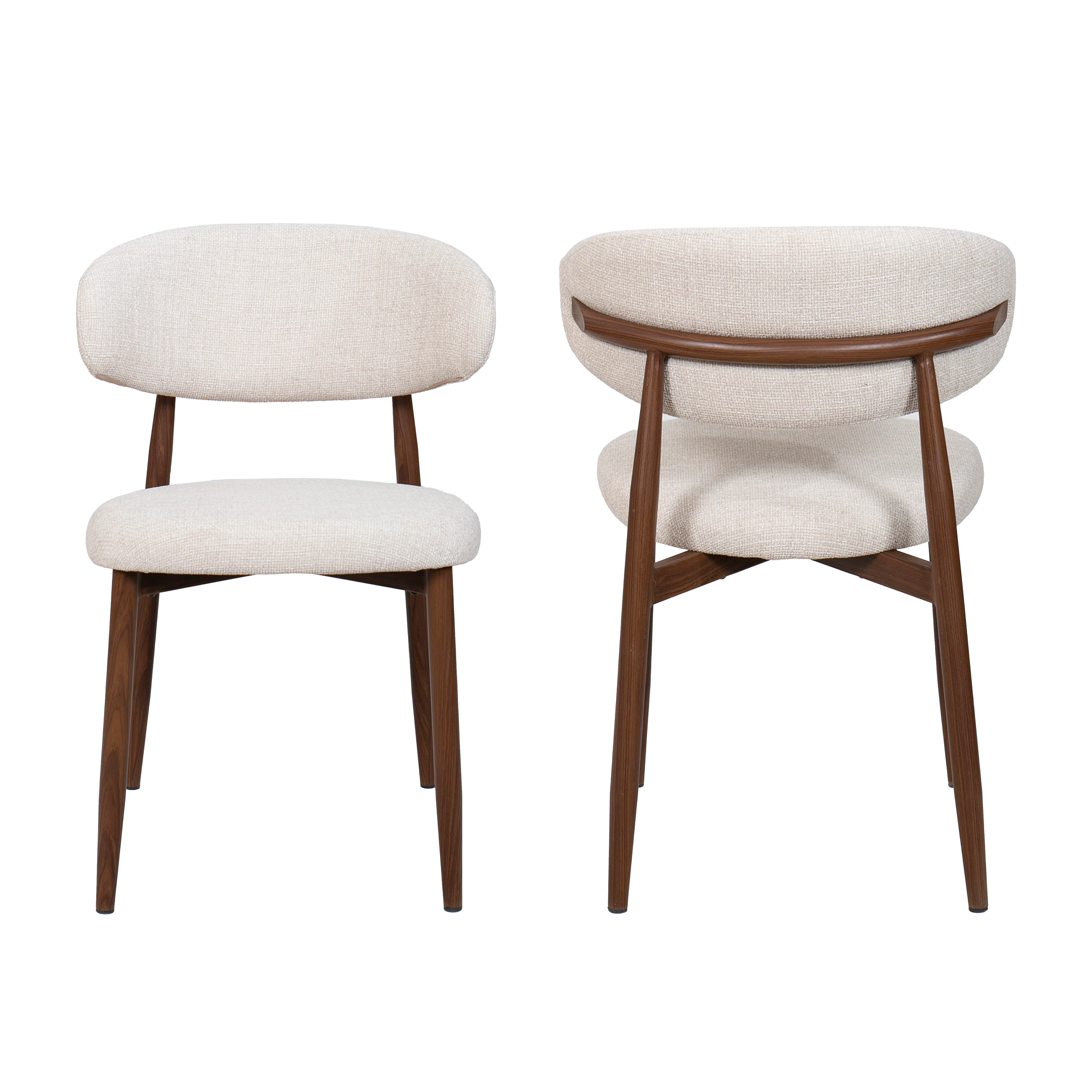 Royce Side Chair W/ Walnut Metal Frame -Beige (2 Per Carton) - Image 8