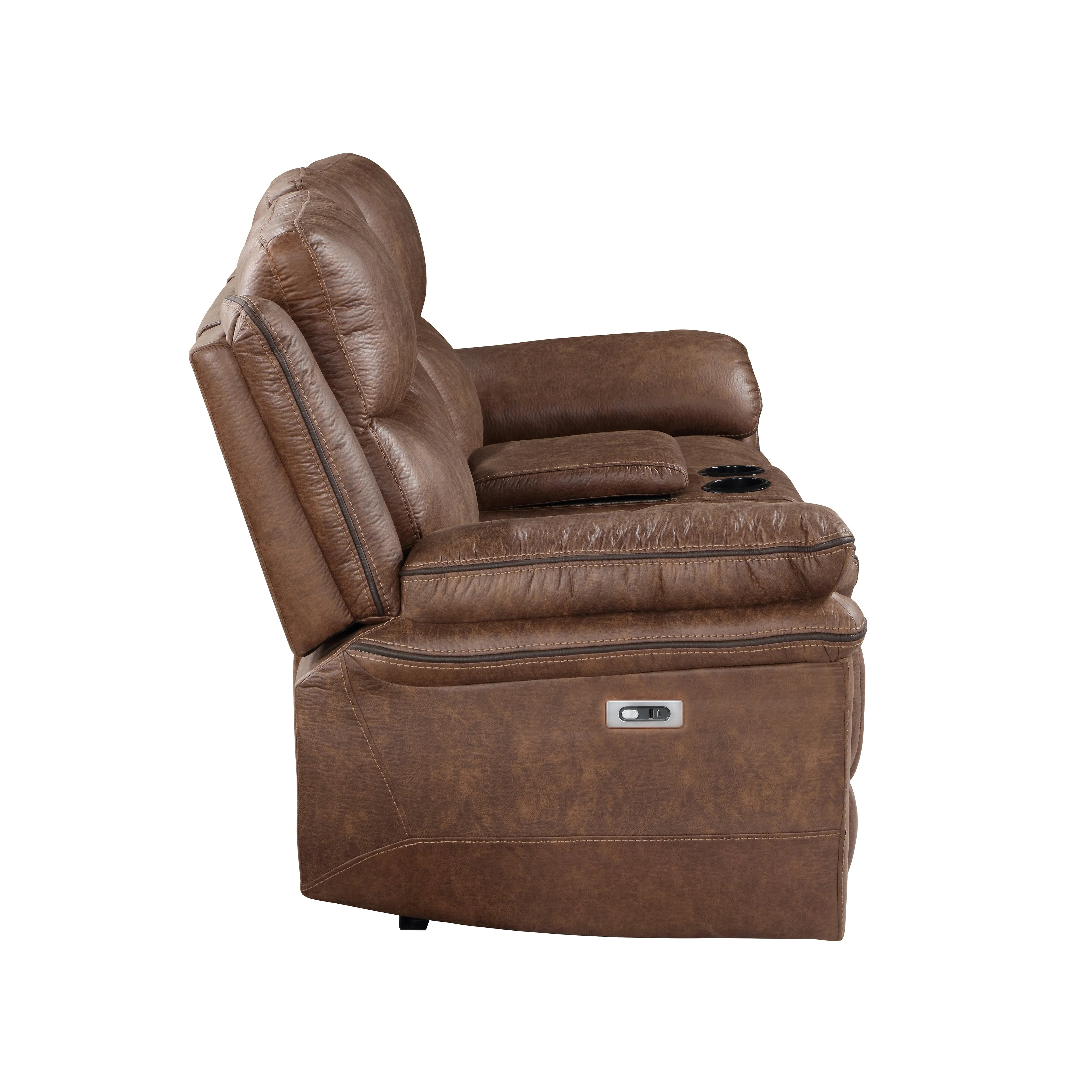 Ryland Console Loveseat W/Pwr Fr--Brown - Image 2