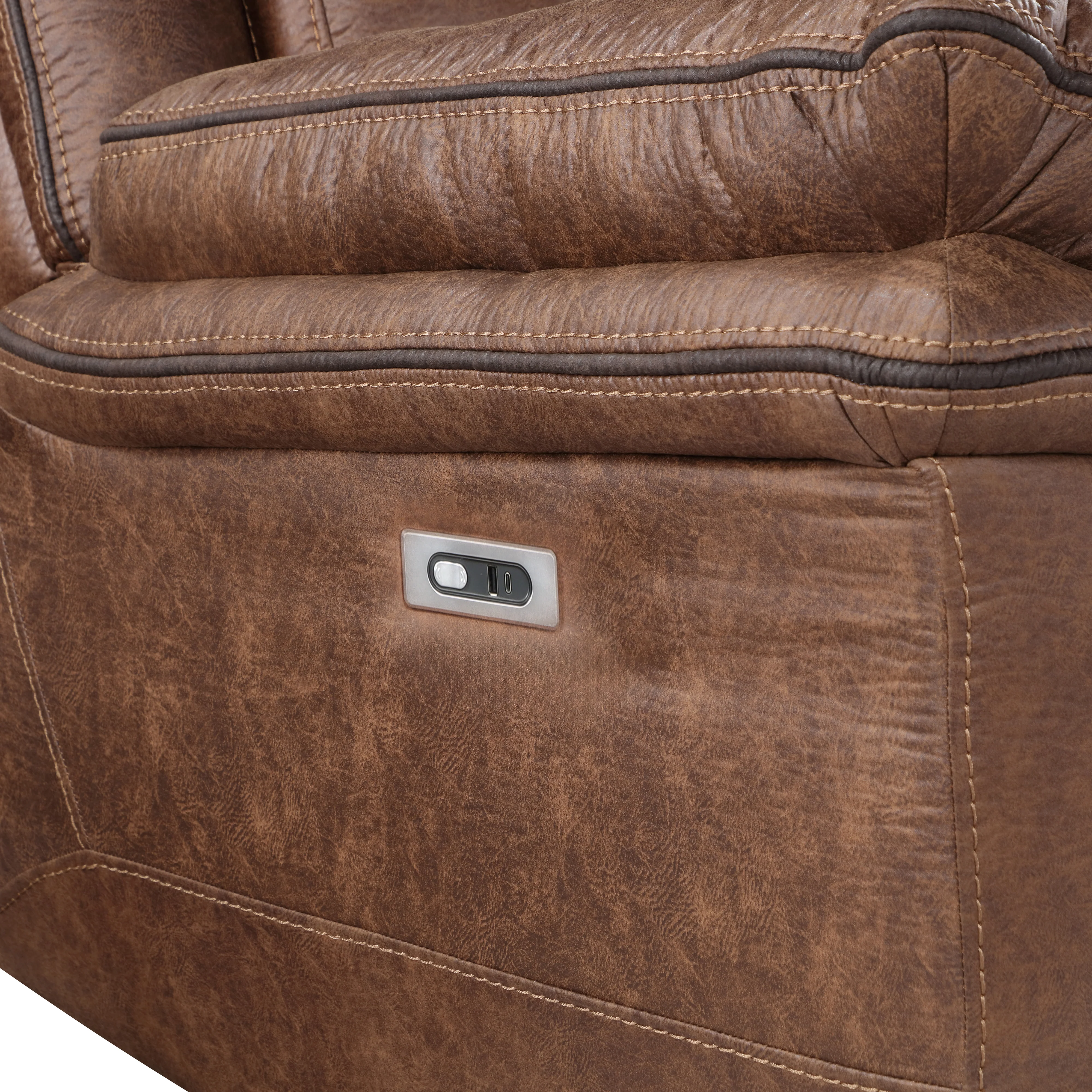 Ryland Sofa W/Pwr Fr- Brown - Image 4