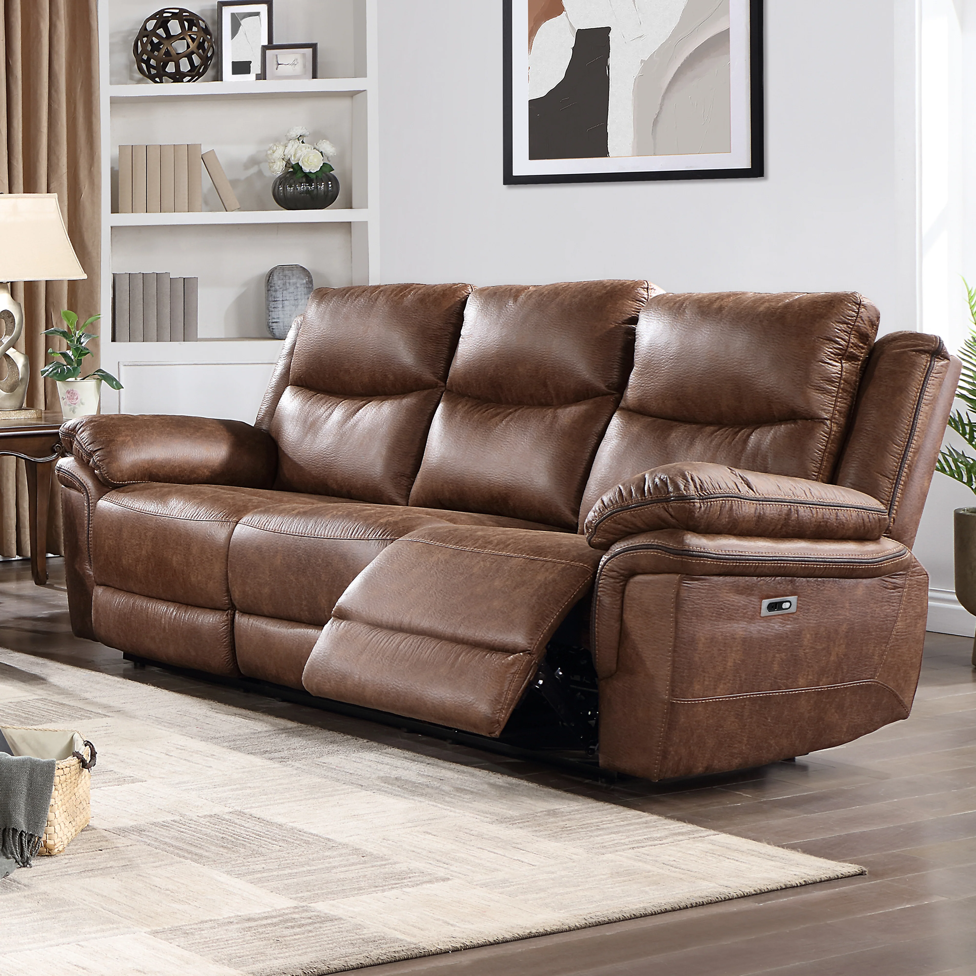 Ryland Sofa W/Pwr Fr- Brown - Image 6