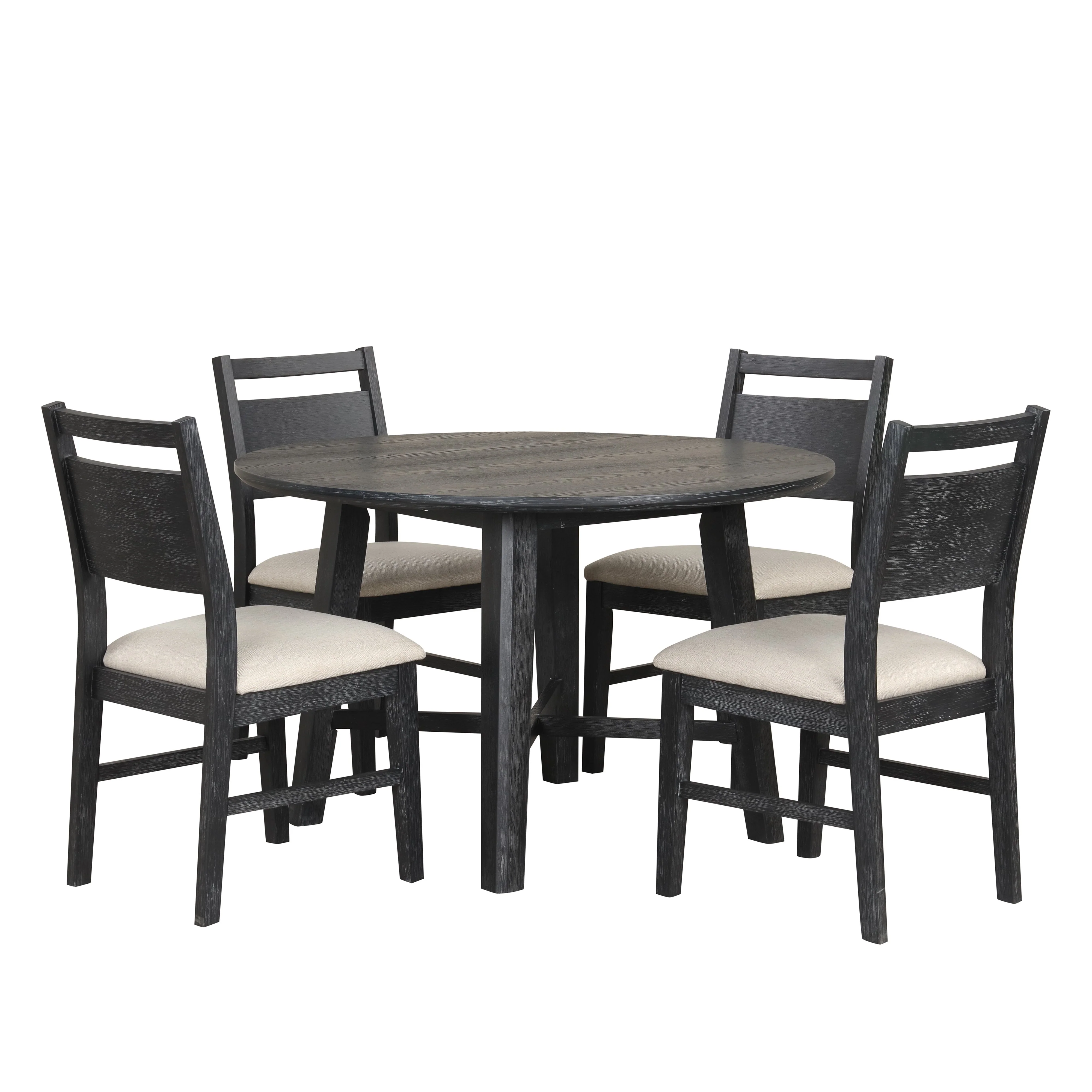 Sable Crest 5 Piece Round Dining Table & 4 Chairs-Black - Image 2