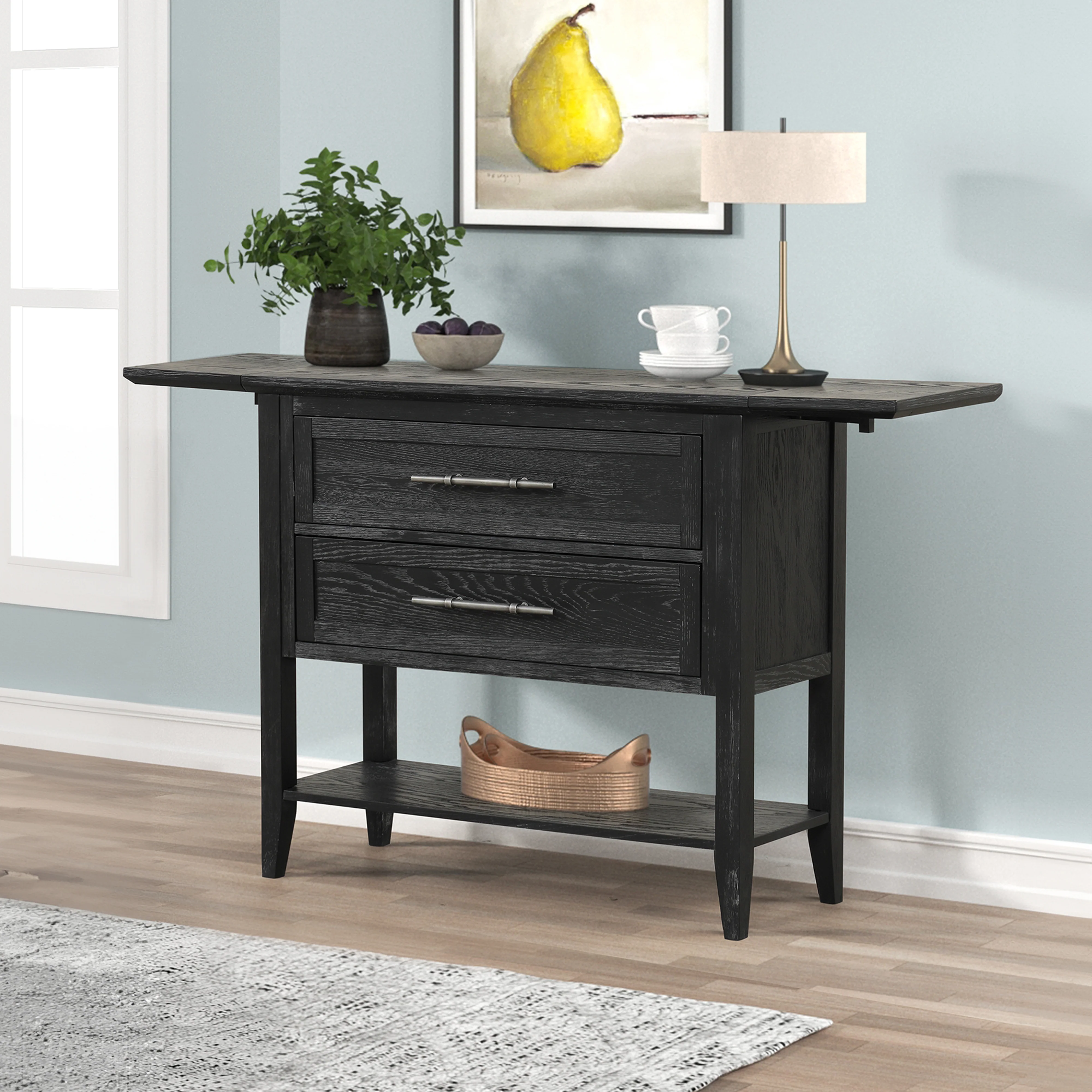 Sable Crest Drop Leaf Server-Black - Image 9