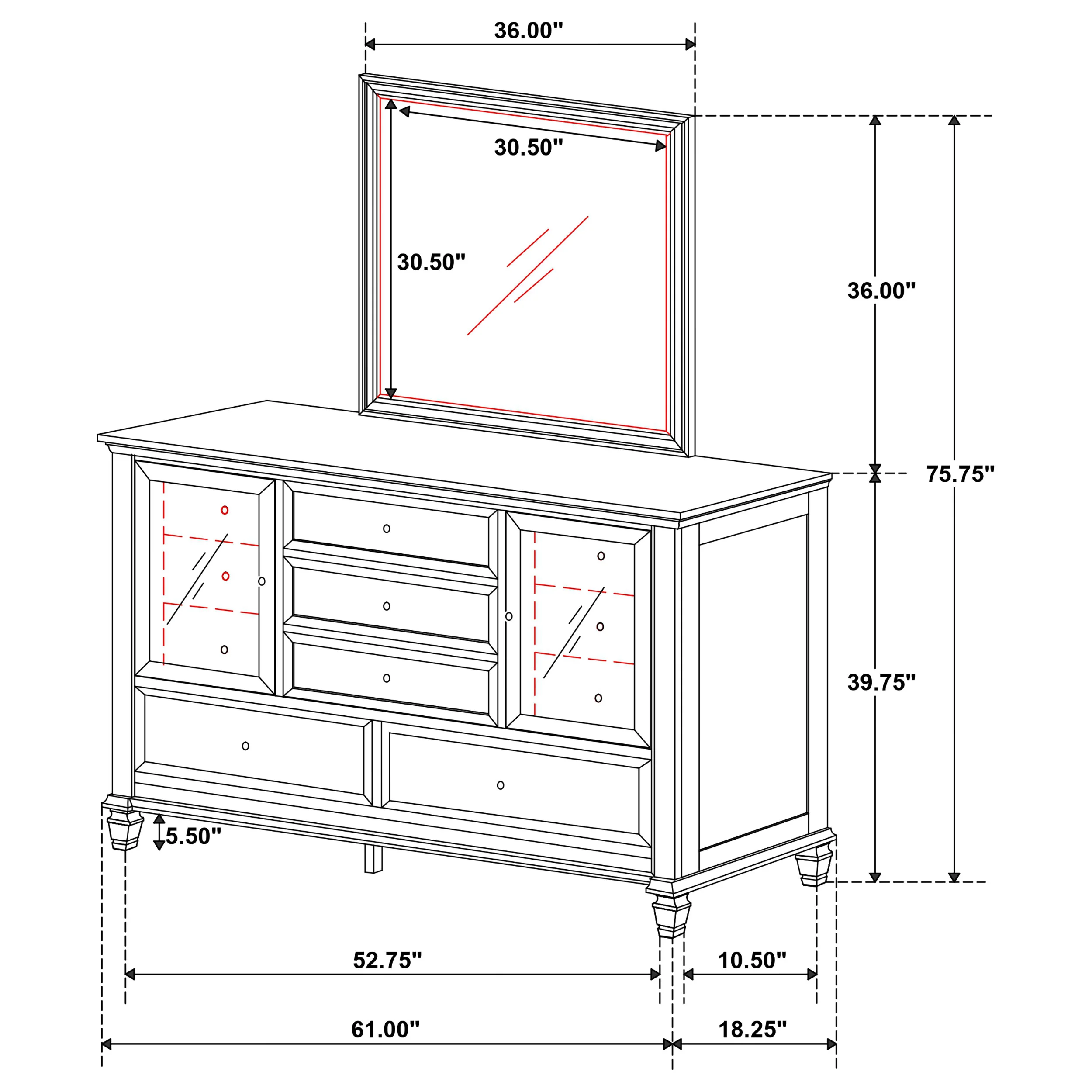 Sandy Beach Dresser with Mirror - Image 11