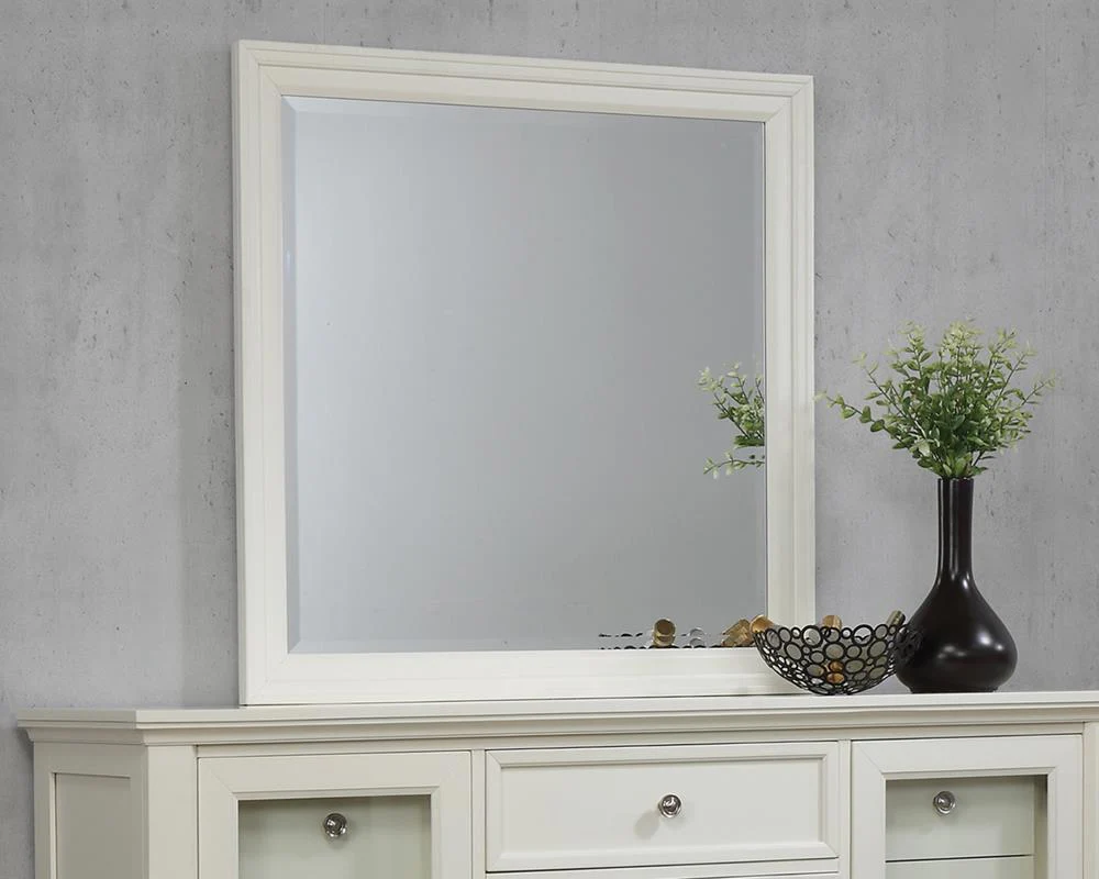 Sandy Beach Rectangular Dresser Mirror Cream White - Image 2