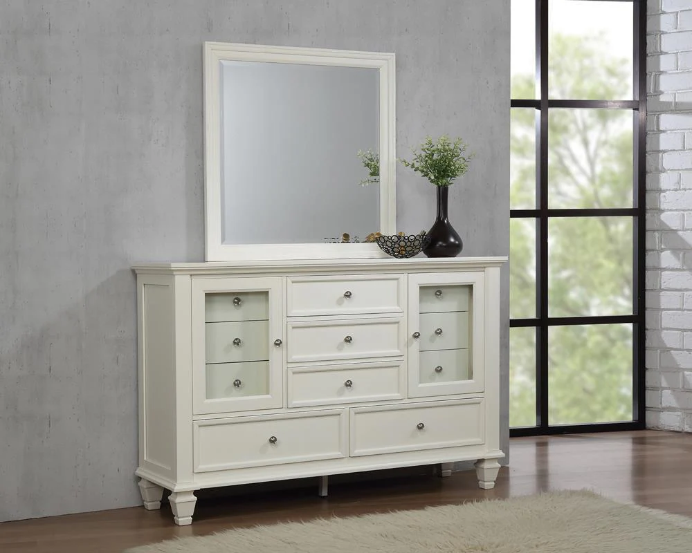 Sandy Beach Rectangular Dresser Mirror Cream White - Image 3
