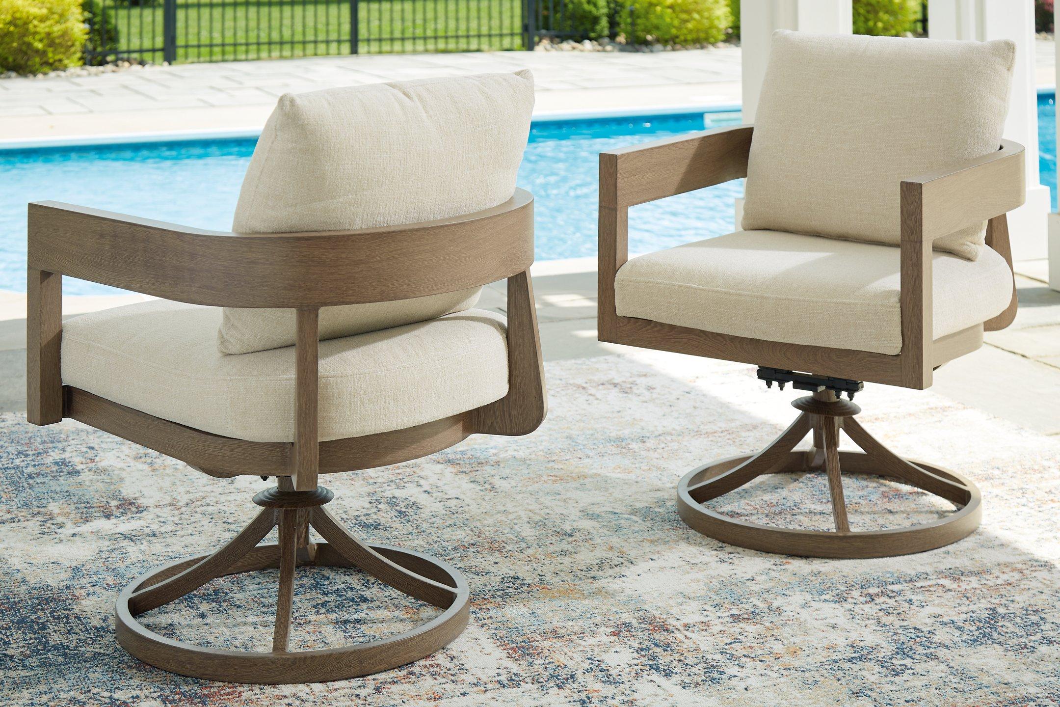 Serene Bay Outdoor Swivel Dining Chair with Cushion (Set of 2) - Image 2