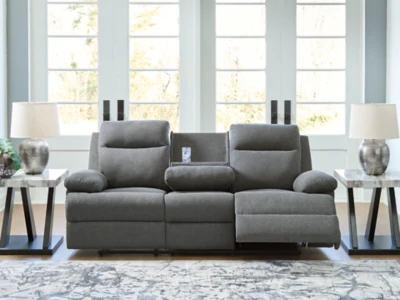 Side-Swipe Reclining Sofa with Drop Down Table - Image 9