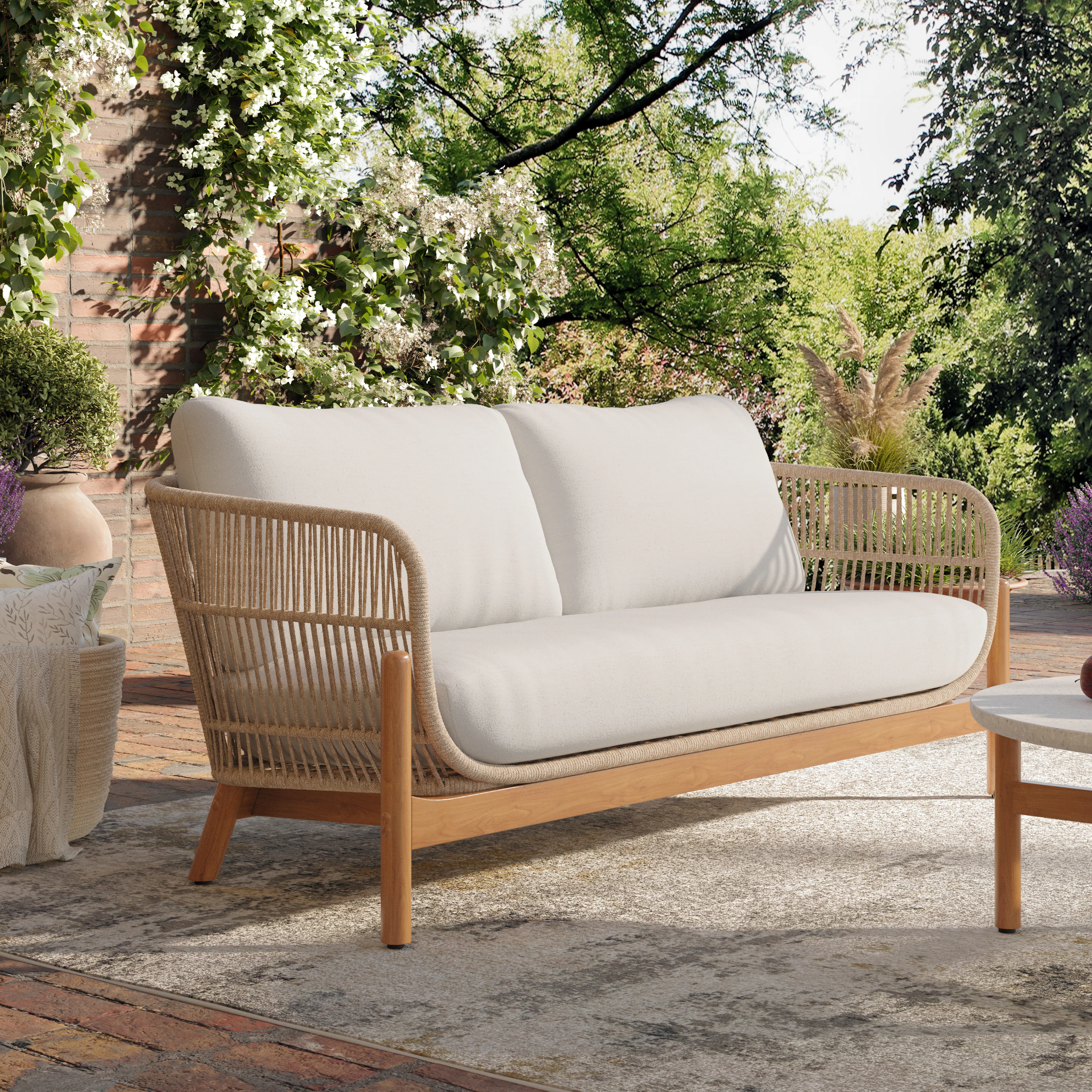 Solstice Rope Loveseat-Linen Beige - Image 4