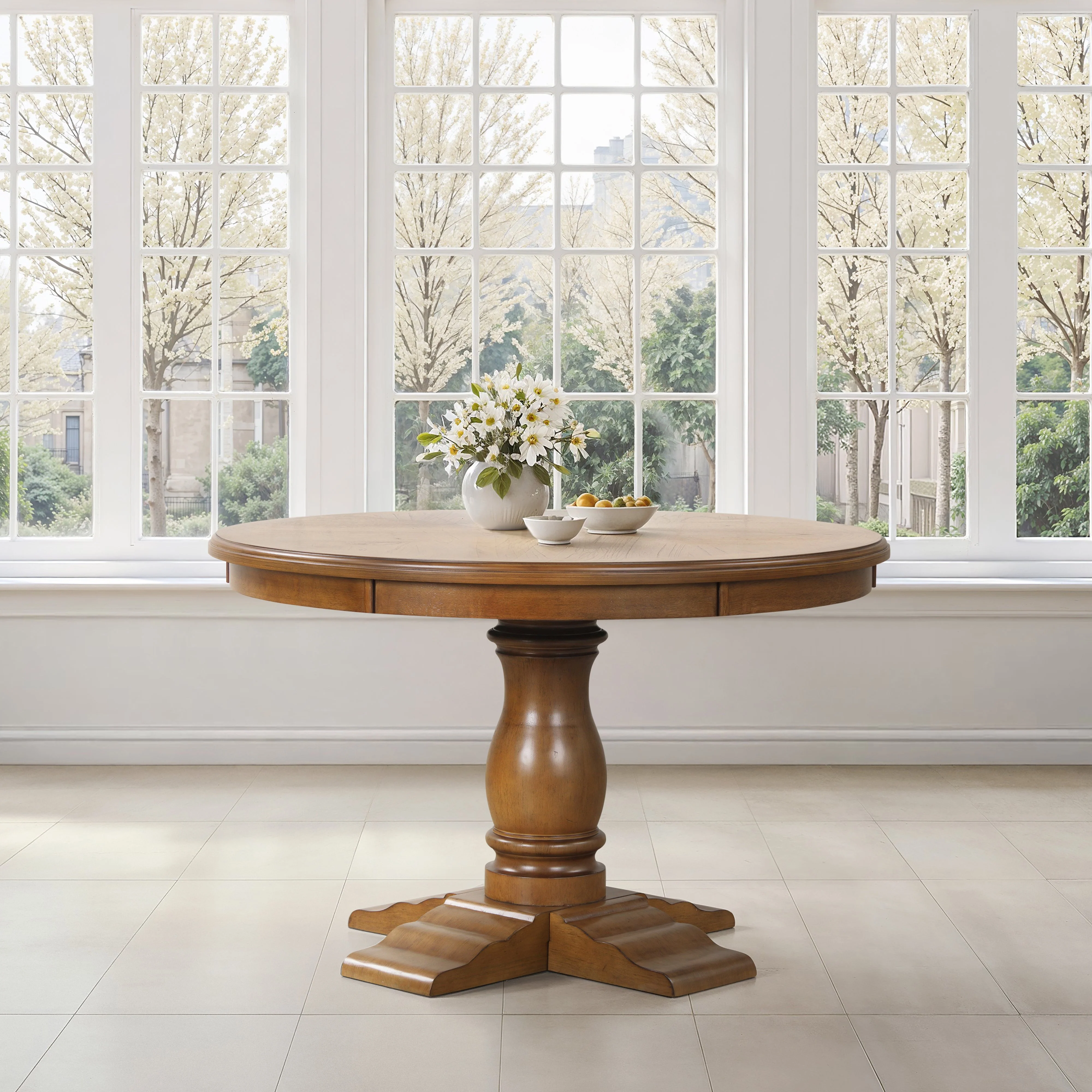 Sunset 48" Round Dining Table-Brown - Image 5