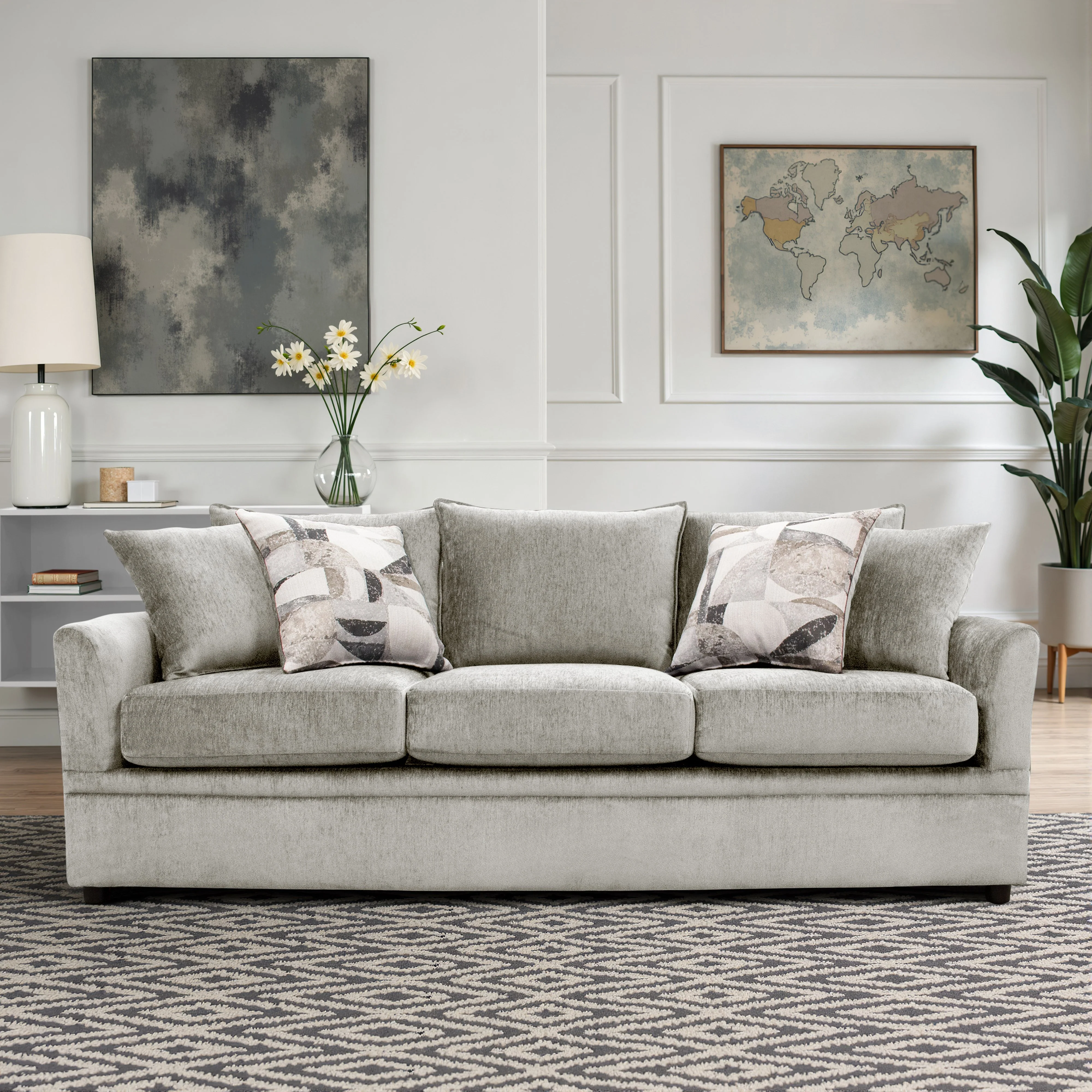 Sylvie Sofa W/4 Accent Pillows-Lush Silver Gray - Image 6