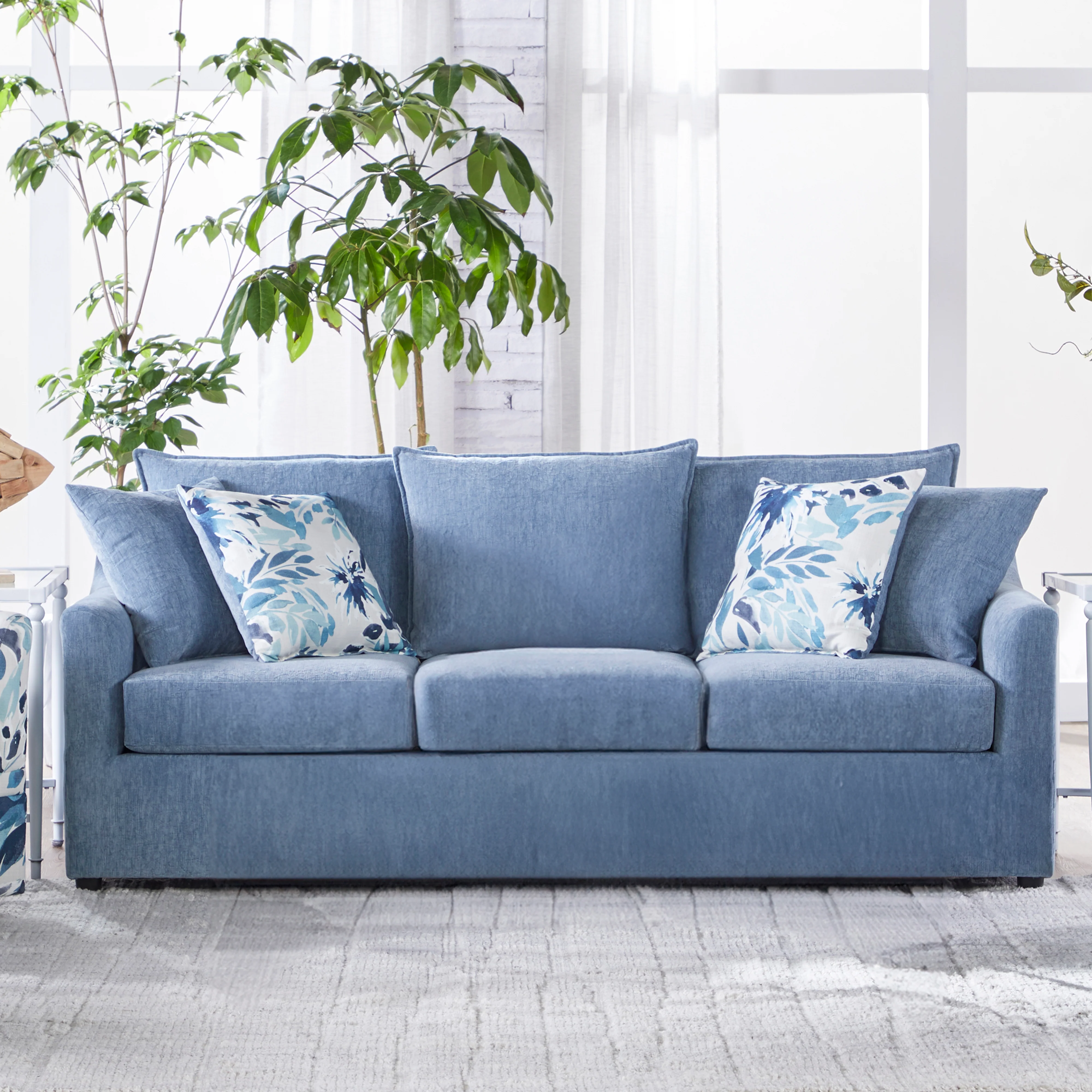 Sylvie Sofa W/4 Accent Pillows-Slate Blue - Image 6