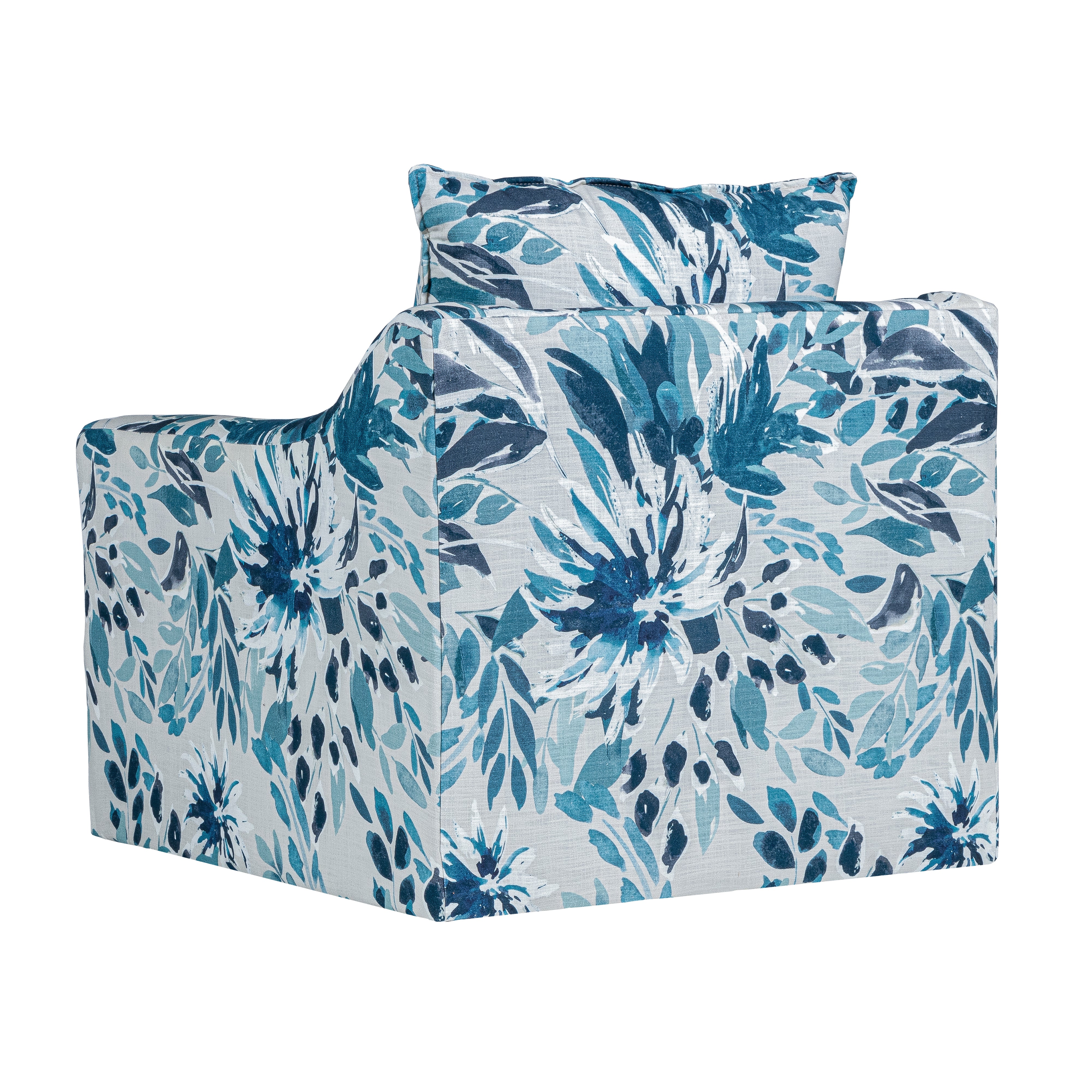 Sylvie Swivel Chair-Blue And White Print - Image 4