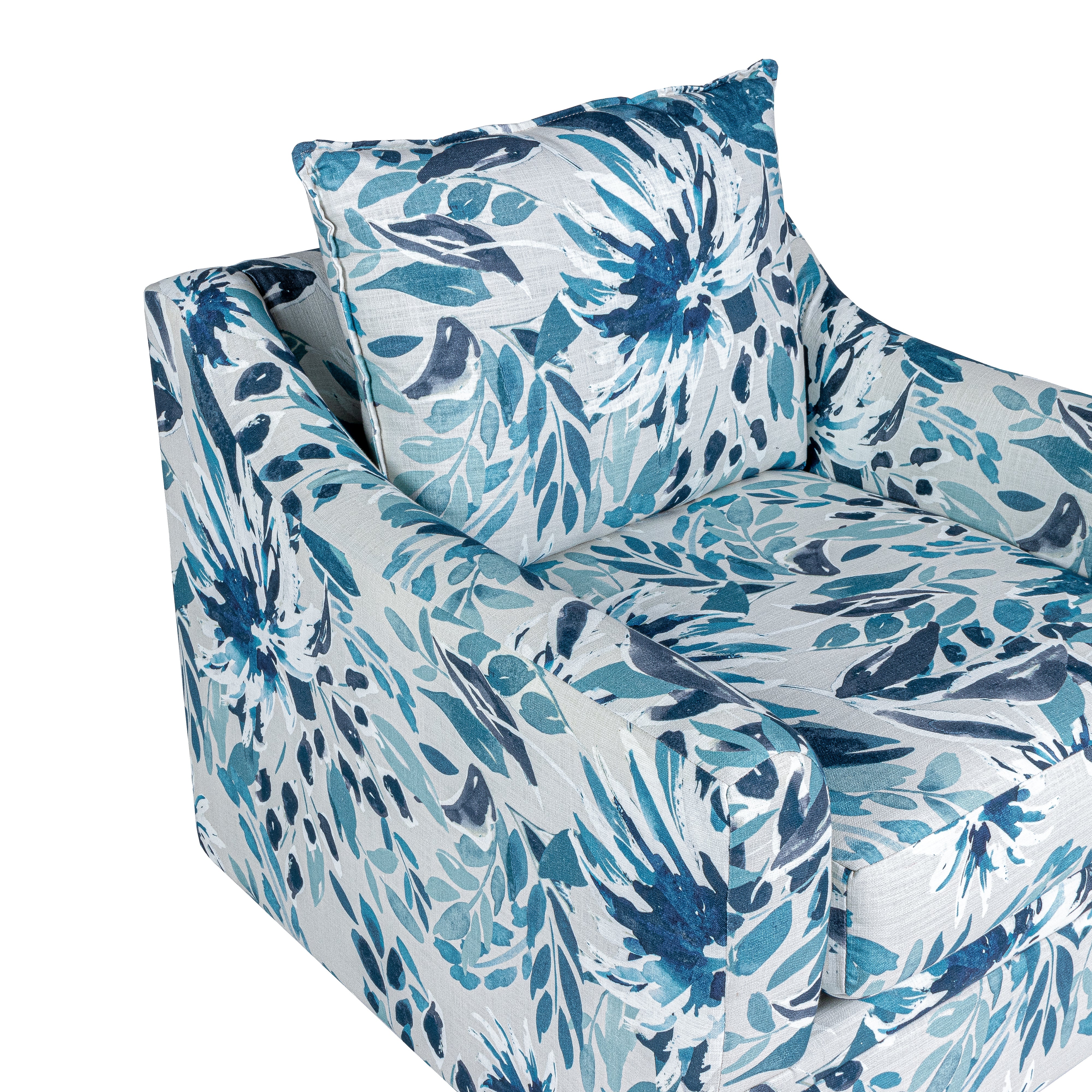 Sylvie Swivel Chair-Blue And White Print - Image 5