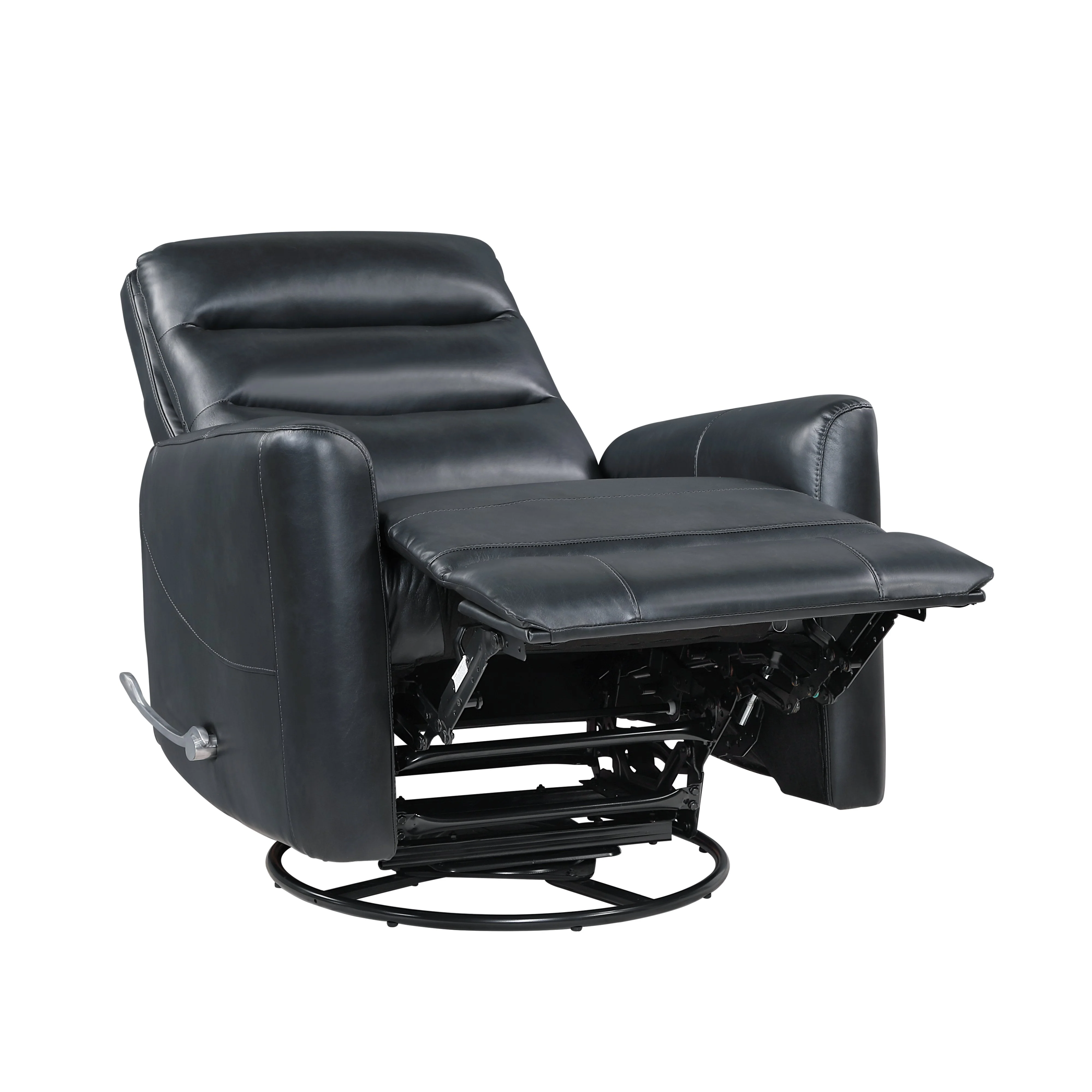 Takami Swivel Recliner-Black Vegan Leather - Image 3