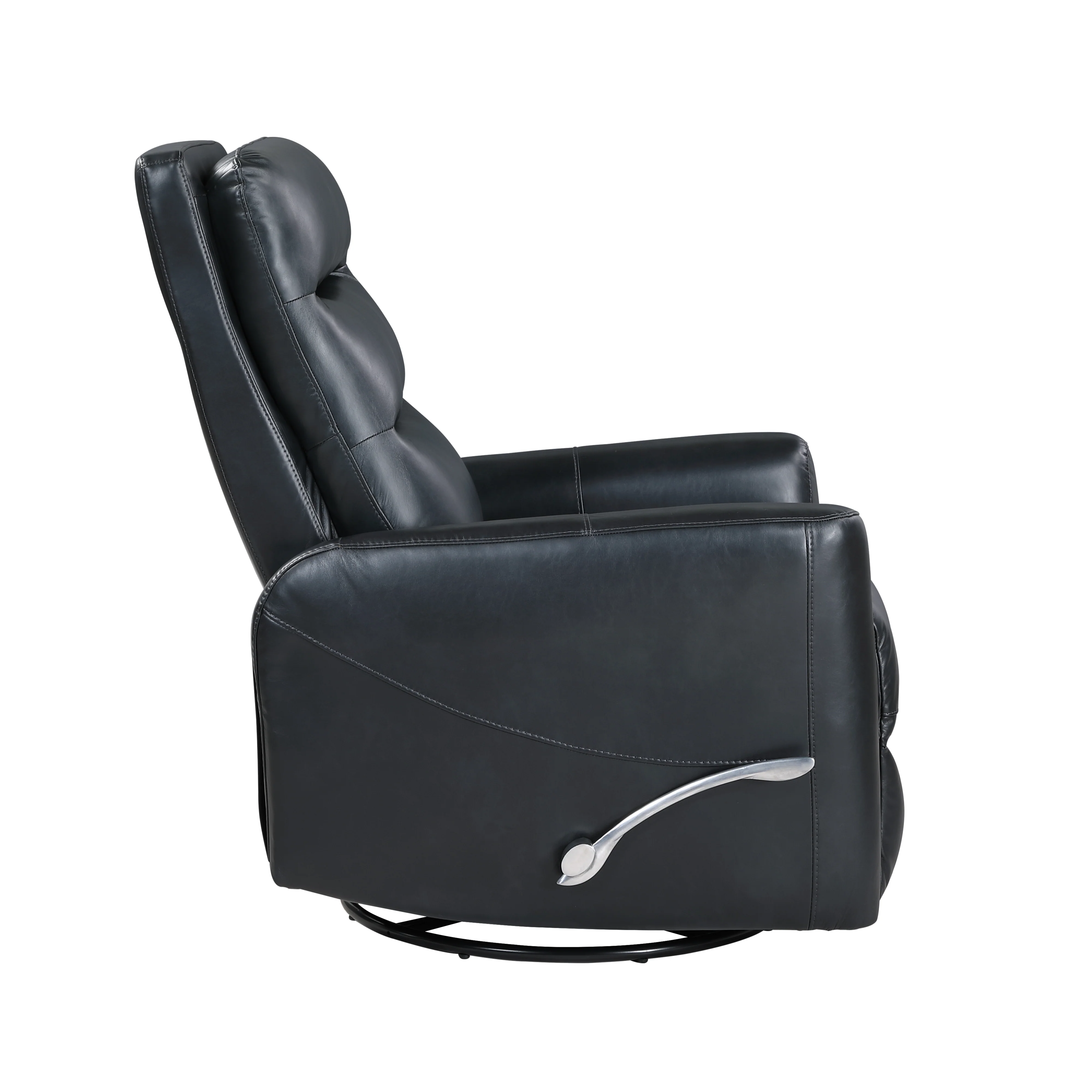 Takami Swivel Recliner-Black Vegan Leather - Image 4