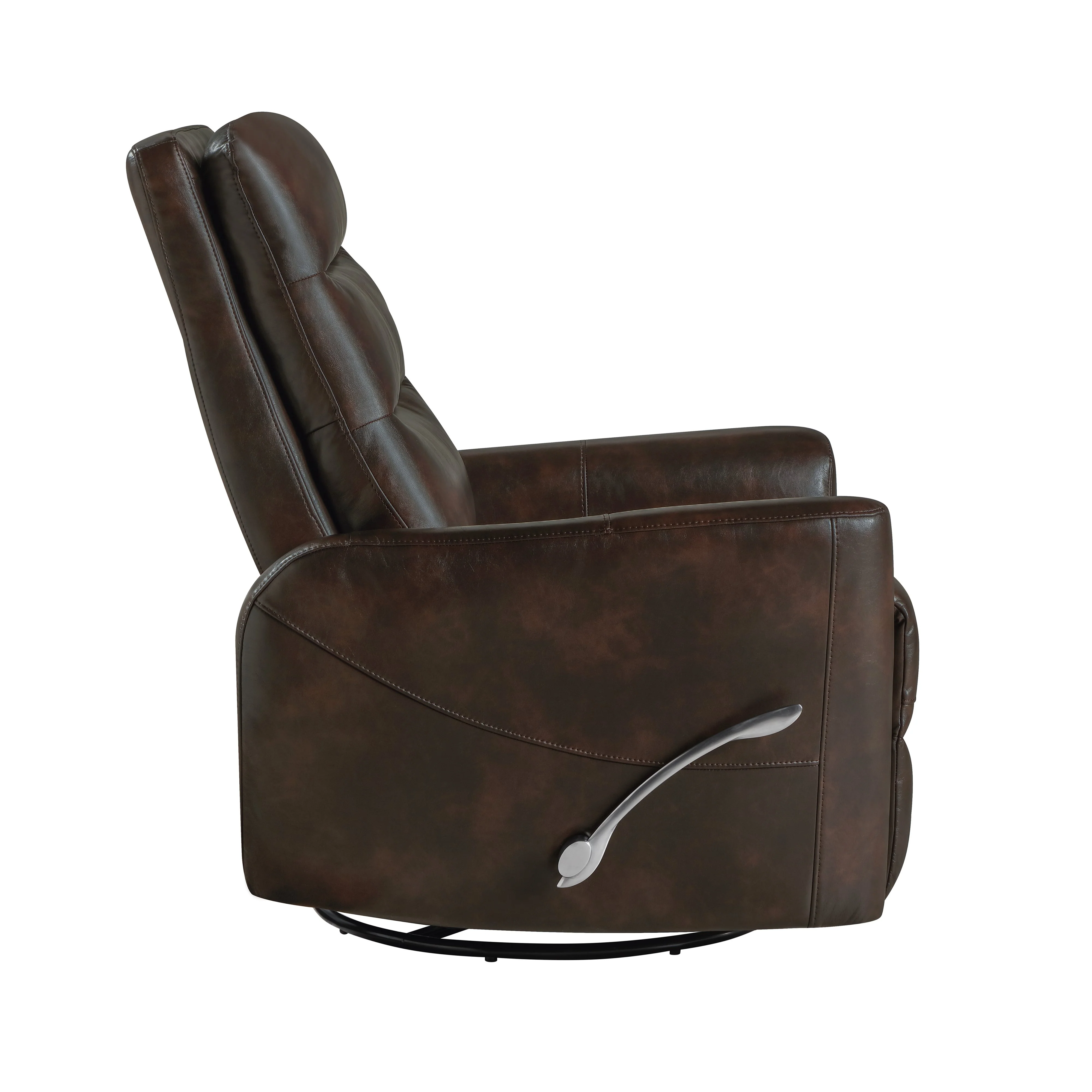 Takami Swivel Recliner-Brown Vegan Leather - Image 4