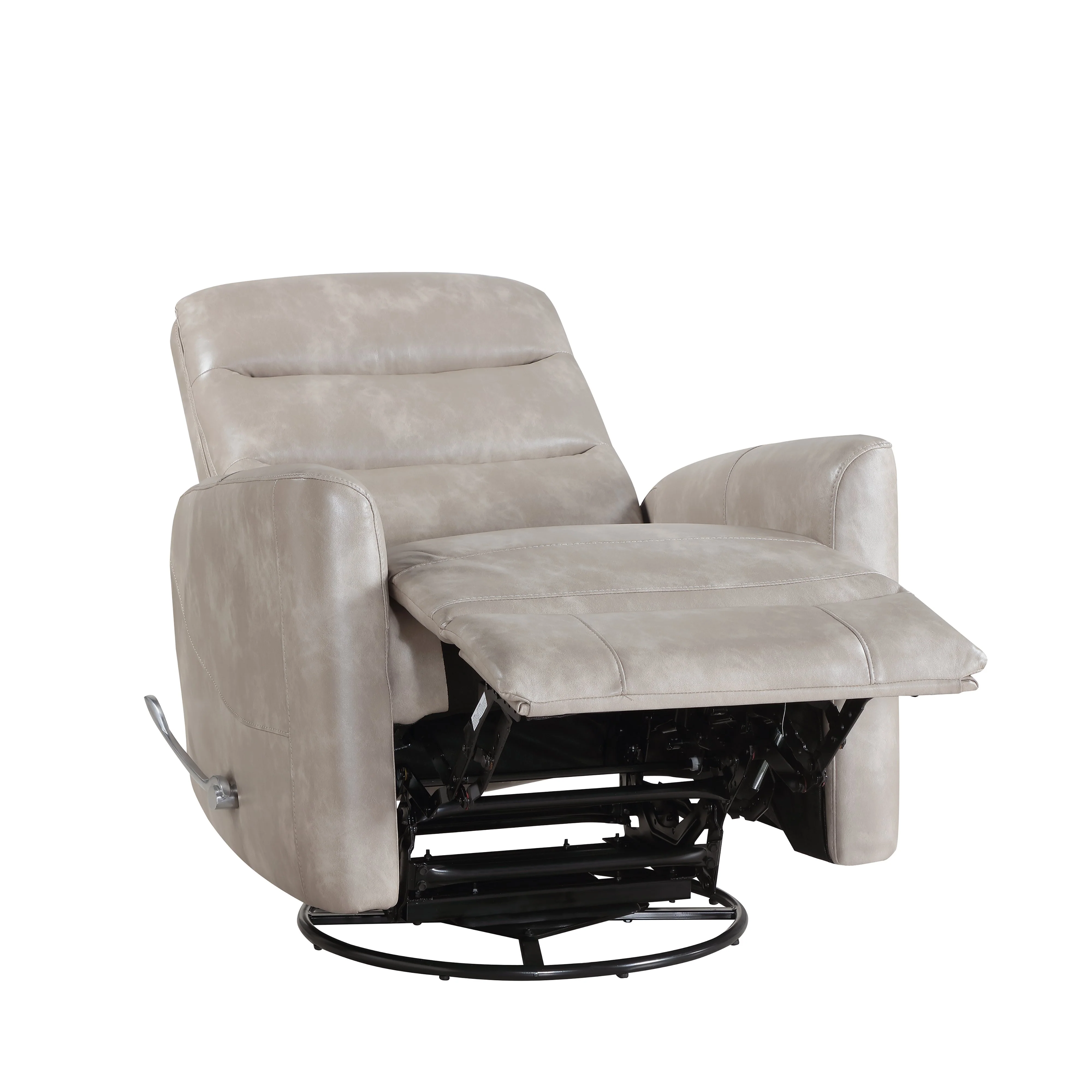 Takami Swivel Recliner-Gray Vegan Leather - Image 3