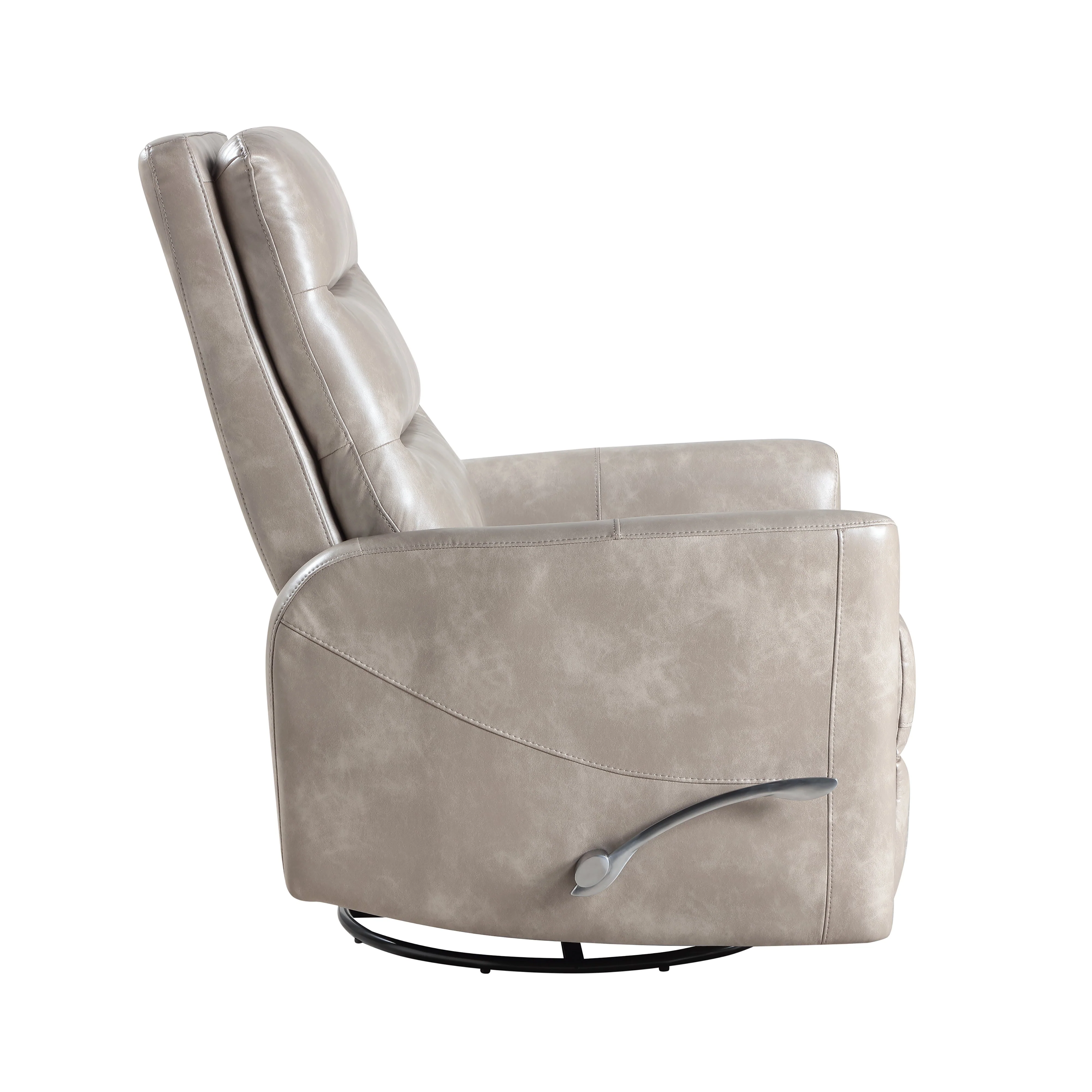 Takami Swivel Recliner-Gray Vegan Leather - Image 4
