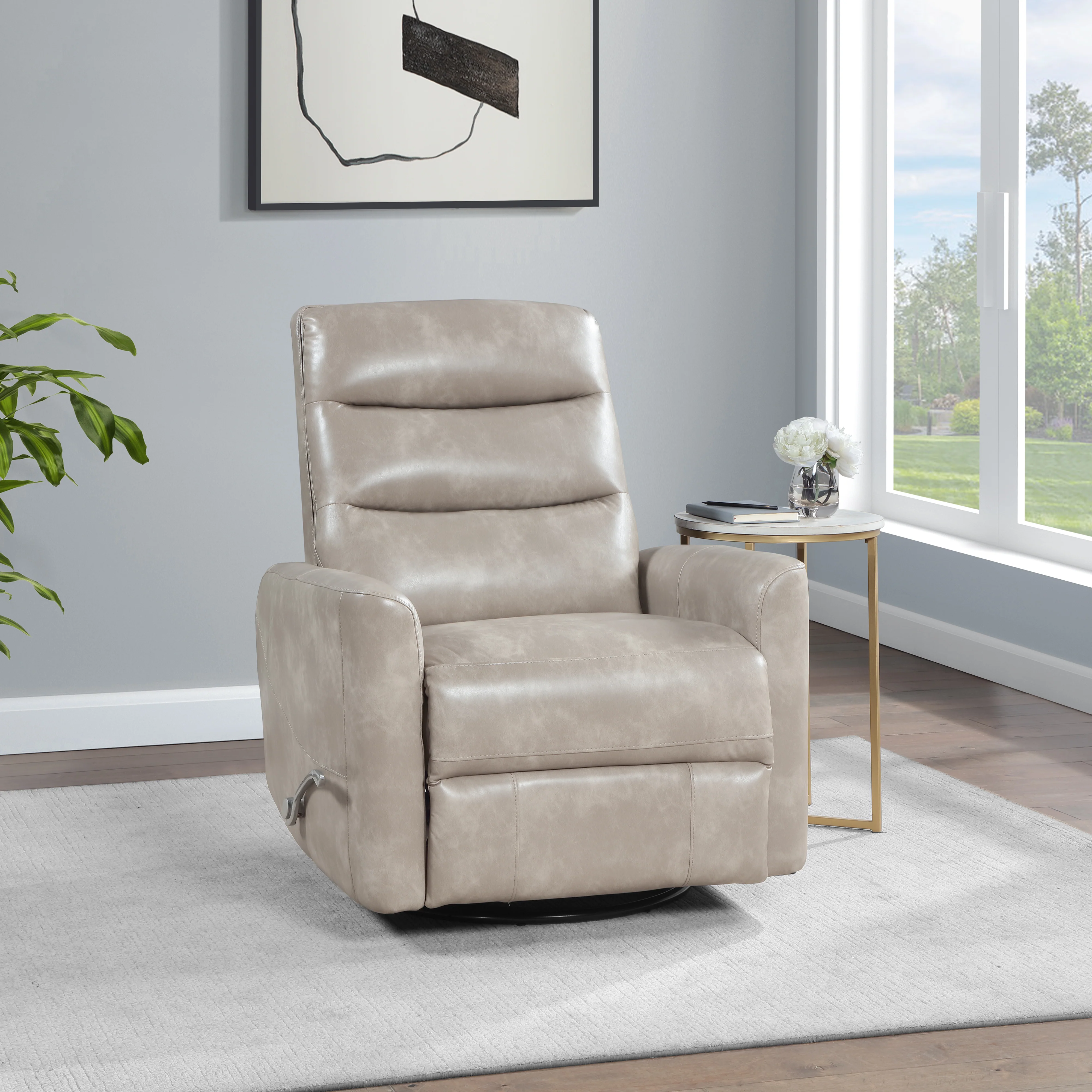 Takami Swivel Recliner-Gray Vegan Leather - Image 7