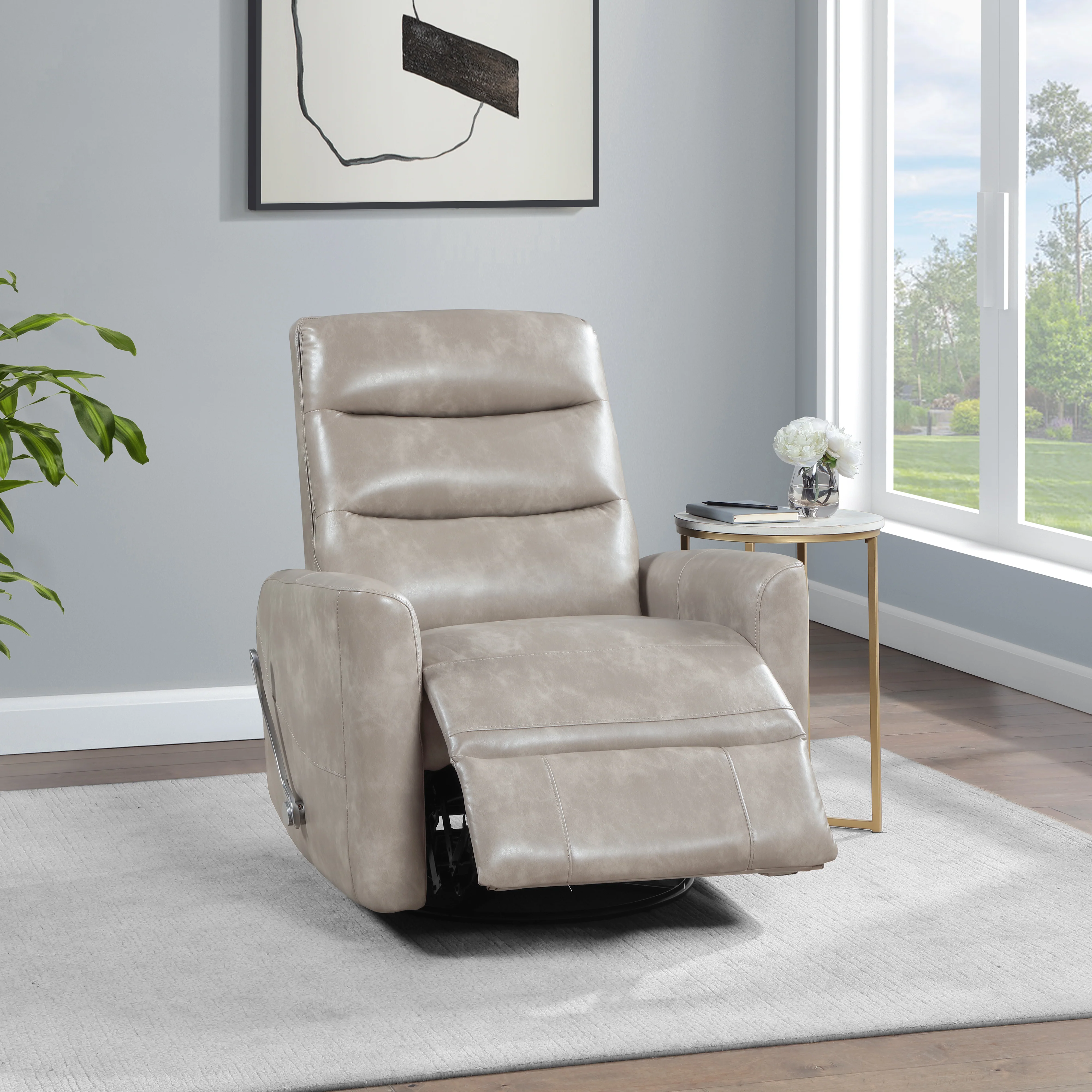Takami Swivel Recliner-Gray Vegan Leather - Image 8