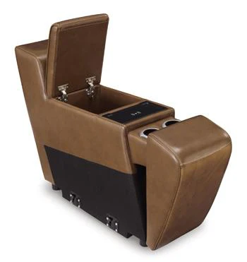 Temmpton Dual Power Leather Reclining Modular Loveseat with Console - Image 15