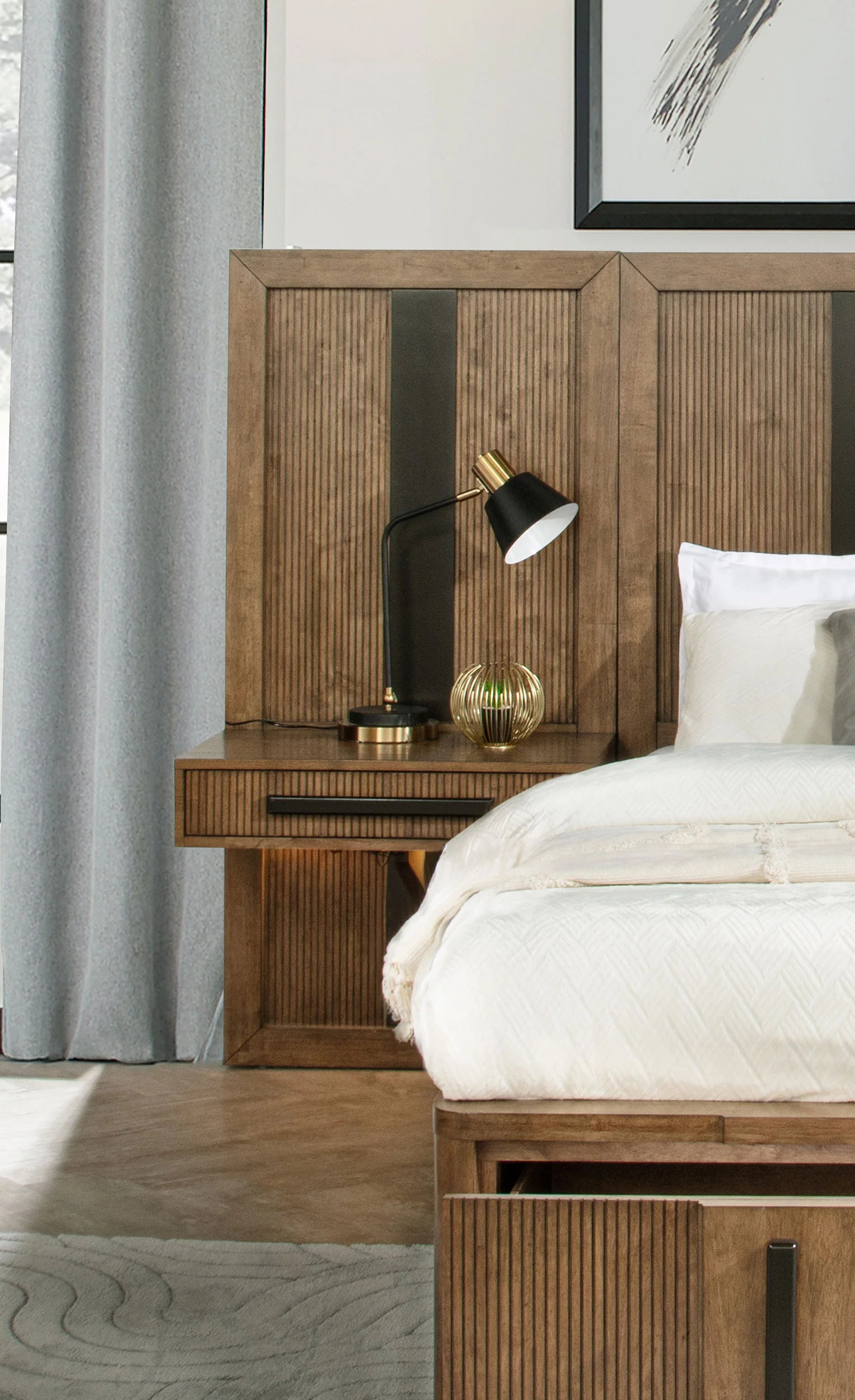 Terrace Wall Panel Platform Storage Bed with Attached Nightstands - Image 5